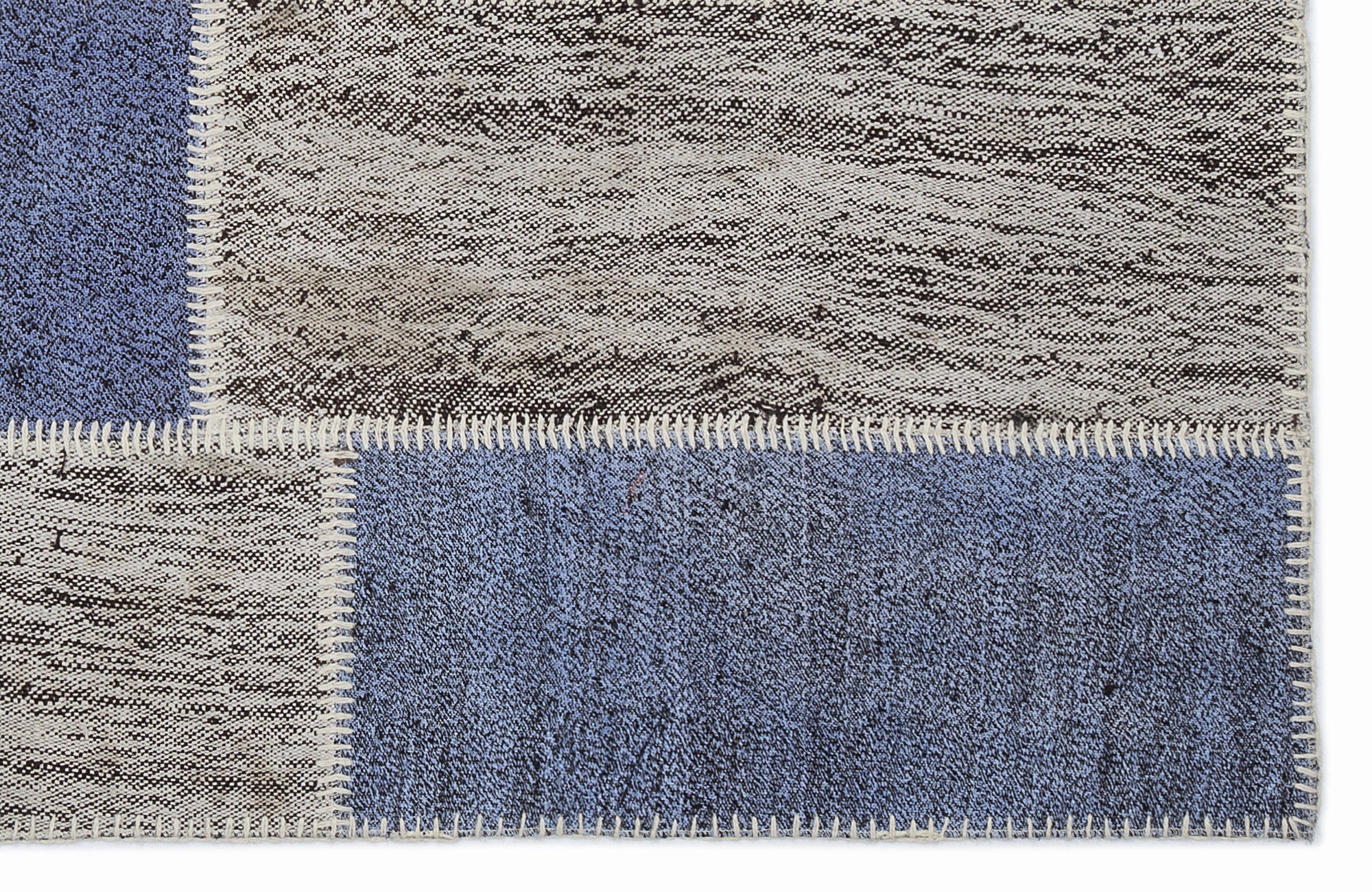 Teselya 1419 Beige Patchwork Wool Handmade Area Rug 3'11" x 5'11"