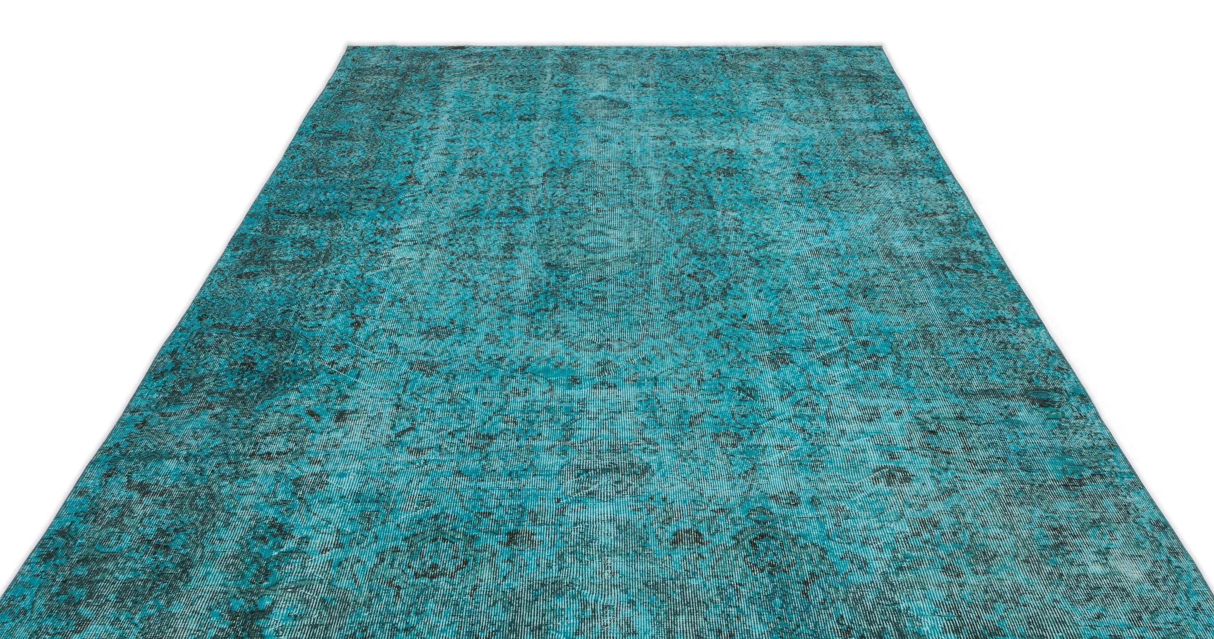 Atina Turquoise Vintage Wool Handmade Area Rug 6'5" x 10'5"