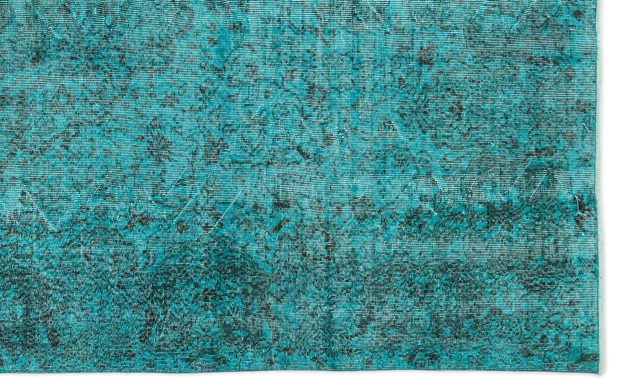 Atina Turquoise Vintage Wool Handmade Area Rug 6'5" x 10'5"