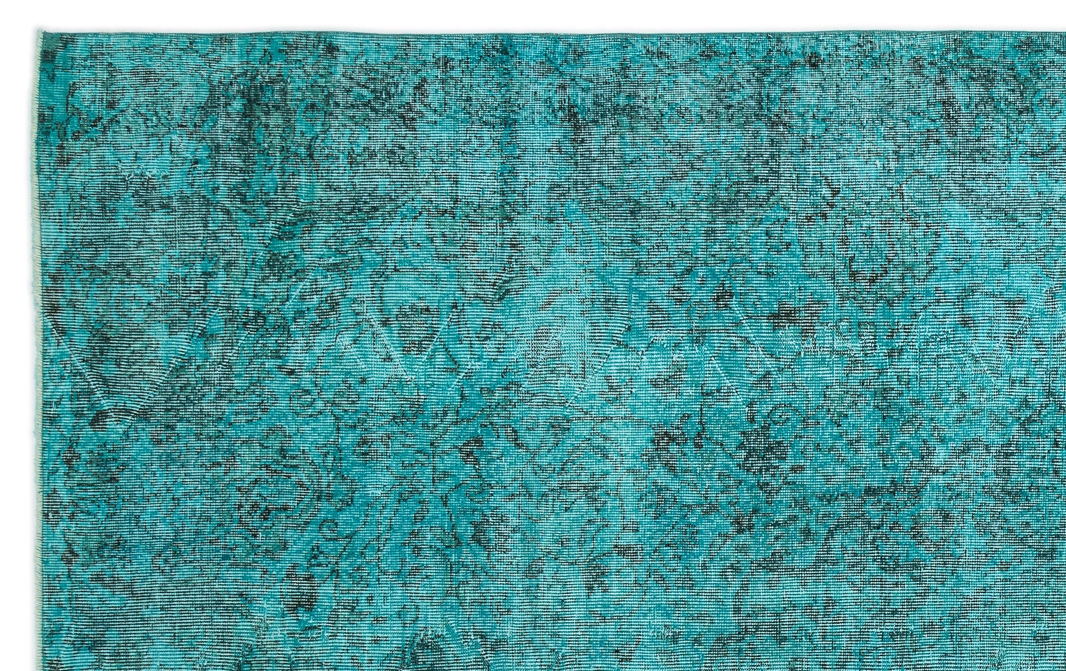 Atina Turquoise Vintage Wool Handmade Area Rug 6'5" x 10'5"