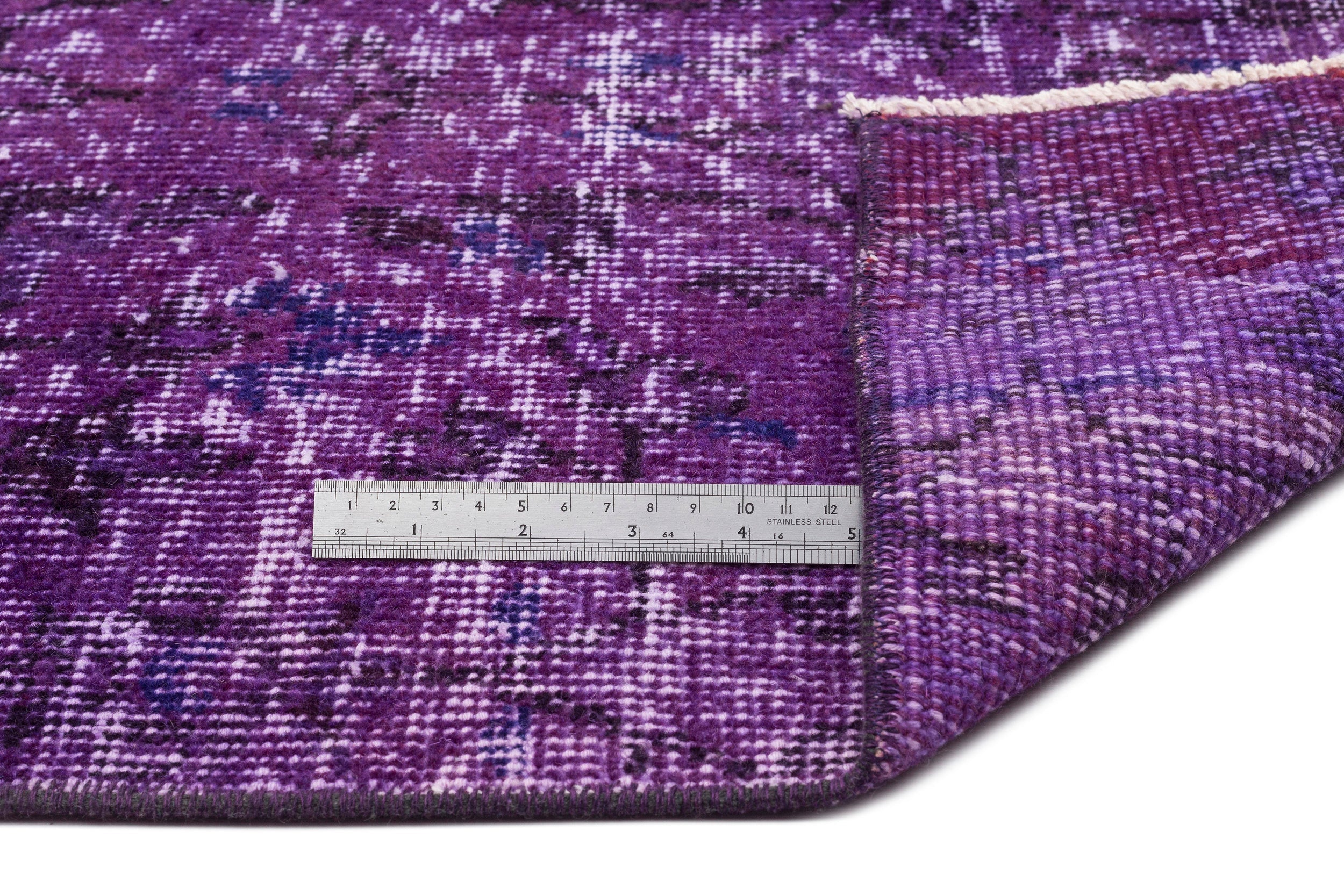 Atina Purple Vintage Wool Handmade Area Rug 4'10" x 11'11"