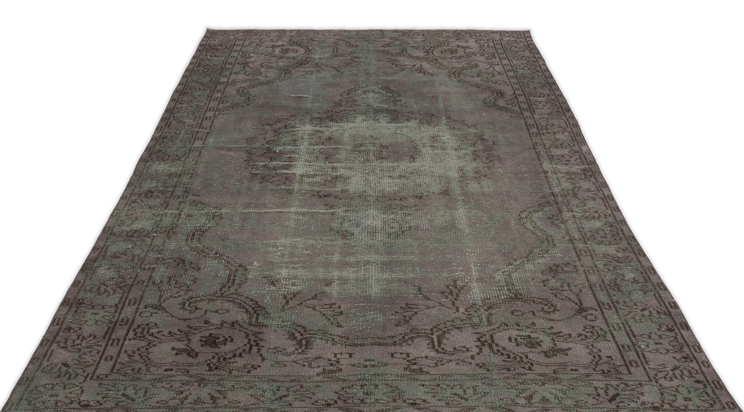 Atina Grey Vintage Wool Handmade Area Rug 5'9" x 9'7"