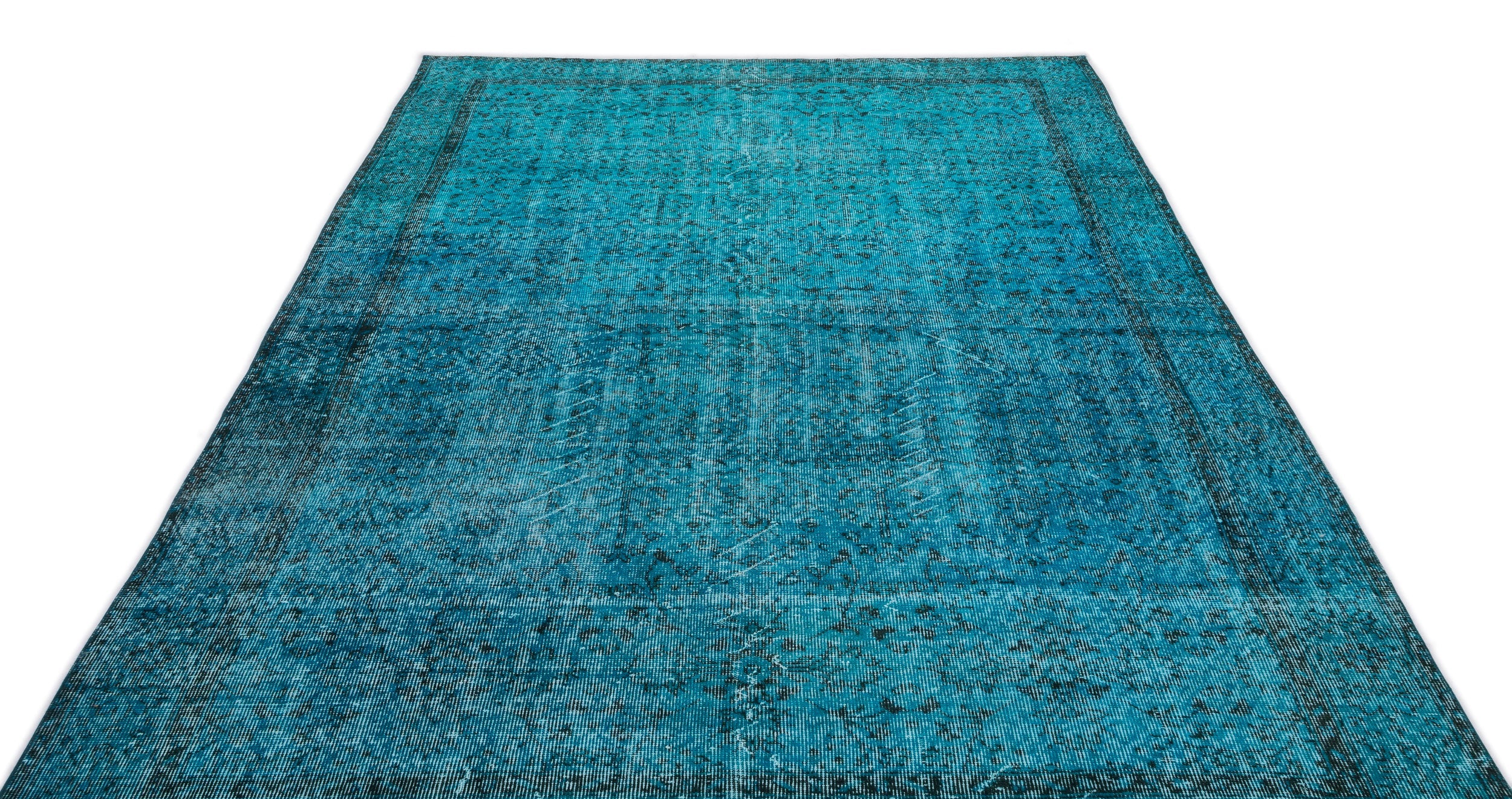 Atina Turquoise Vintage Wool Handmade Area Rug 6'4" x 10'3"