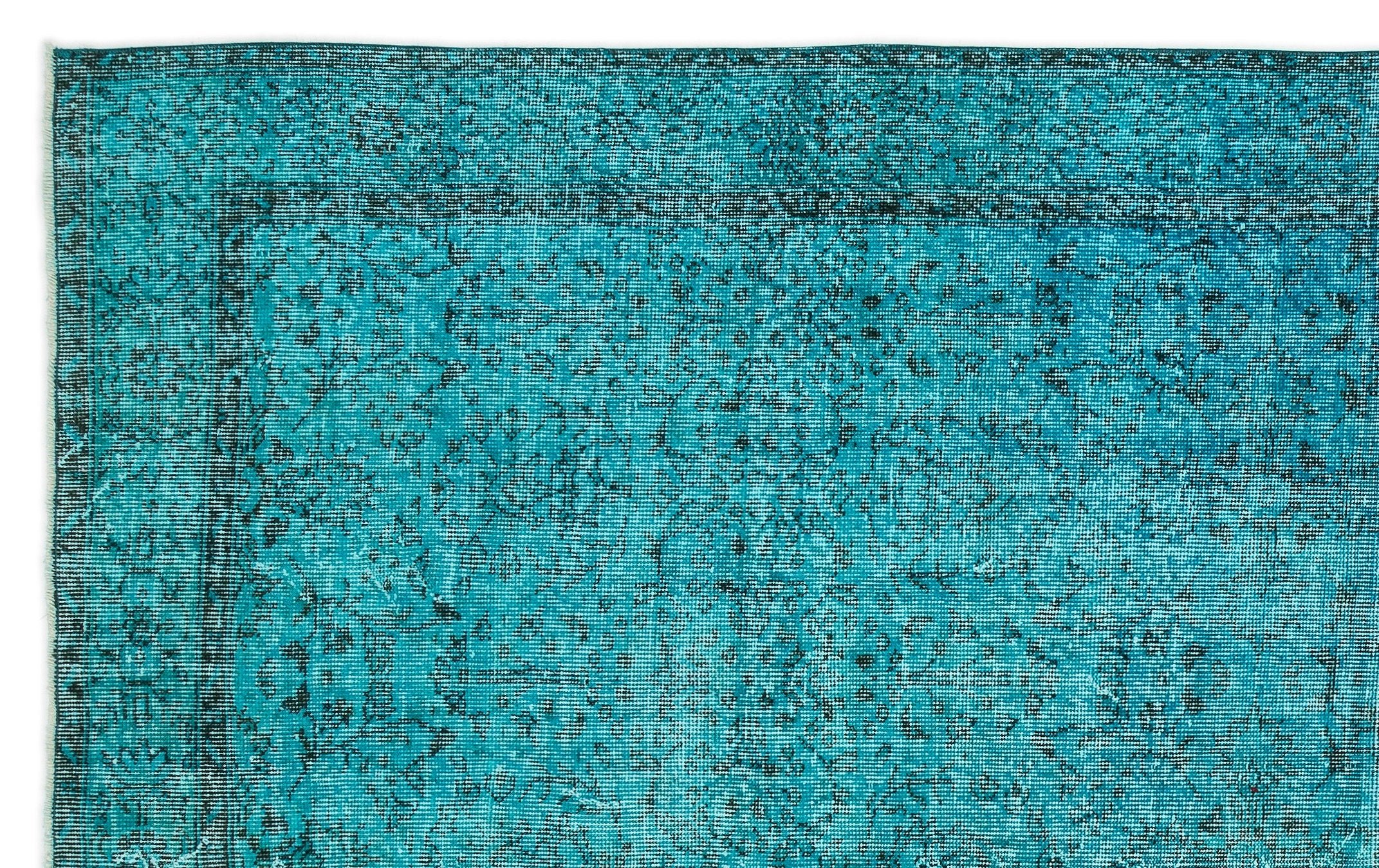 Atina Turquoise Vintage Wool Handmade Area Rug 6'4" x 10'3"