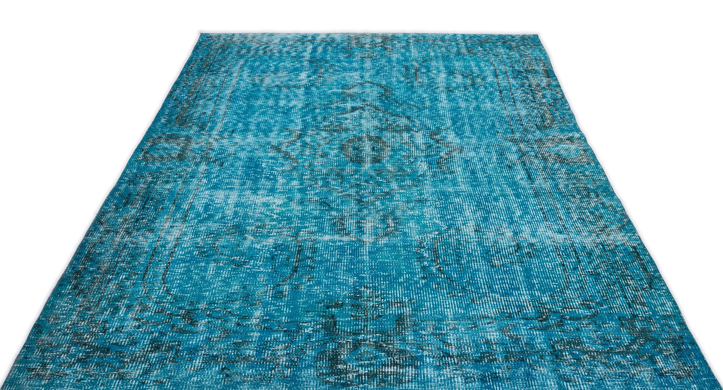 Atina Turquoise Vintage Wool Handmade Area Rug 6'0" x 9'7"