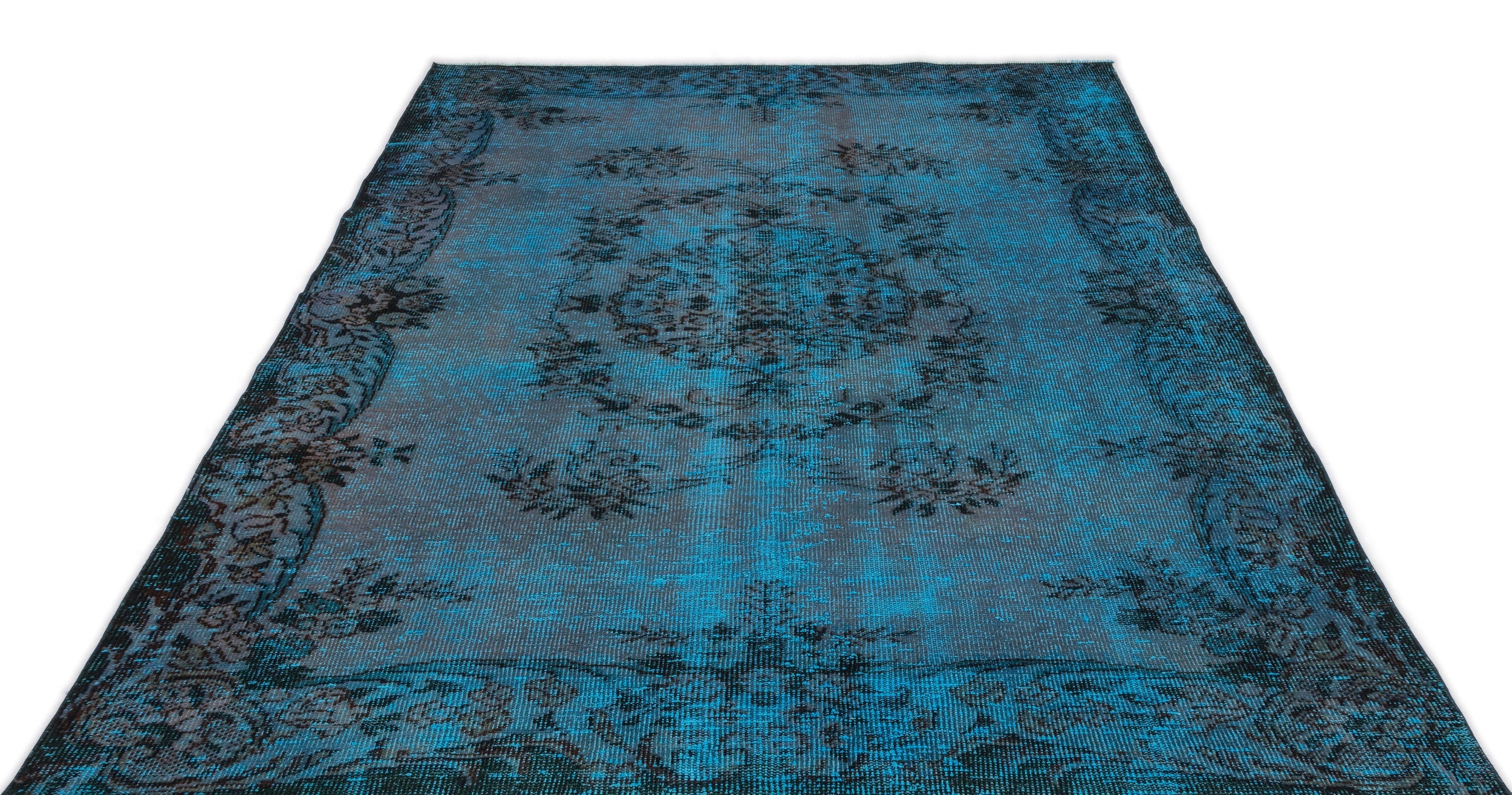 Atina Turquoise Vintage Wool Handmade Area Rug 5'8" x 9'2"