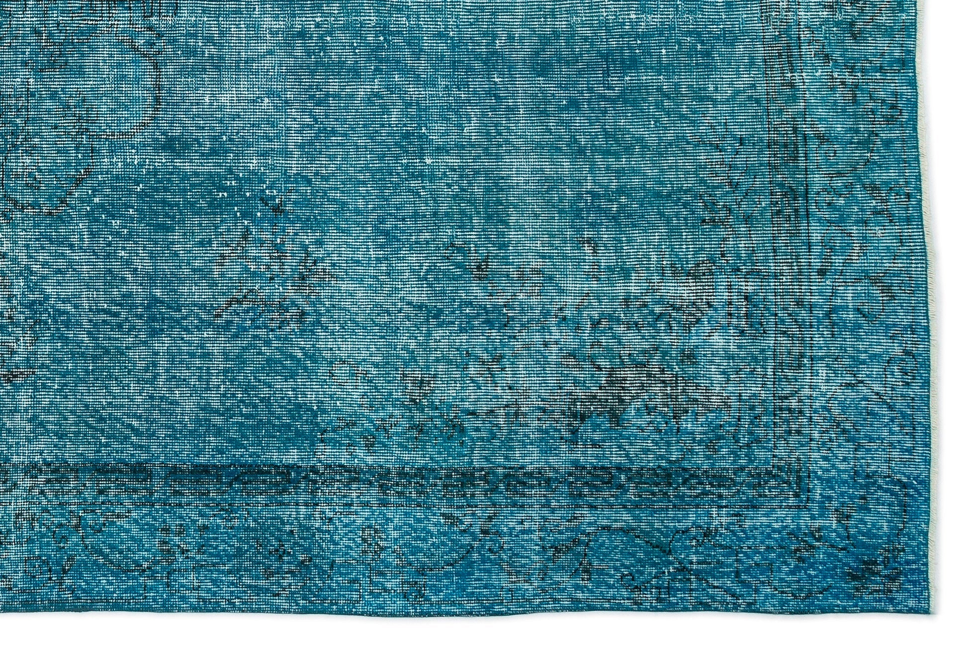 Atina Turquoise Vintage Wool Handmade Area Rug 6'3" x 9'2"