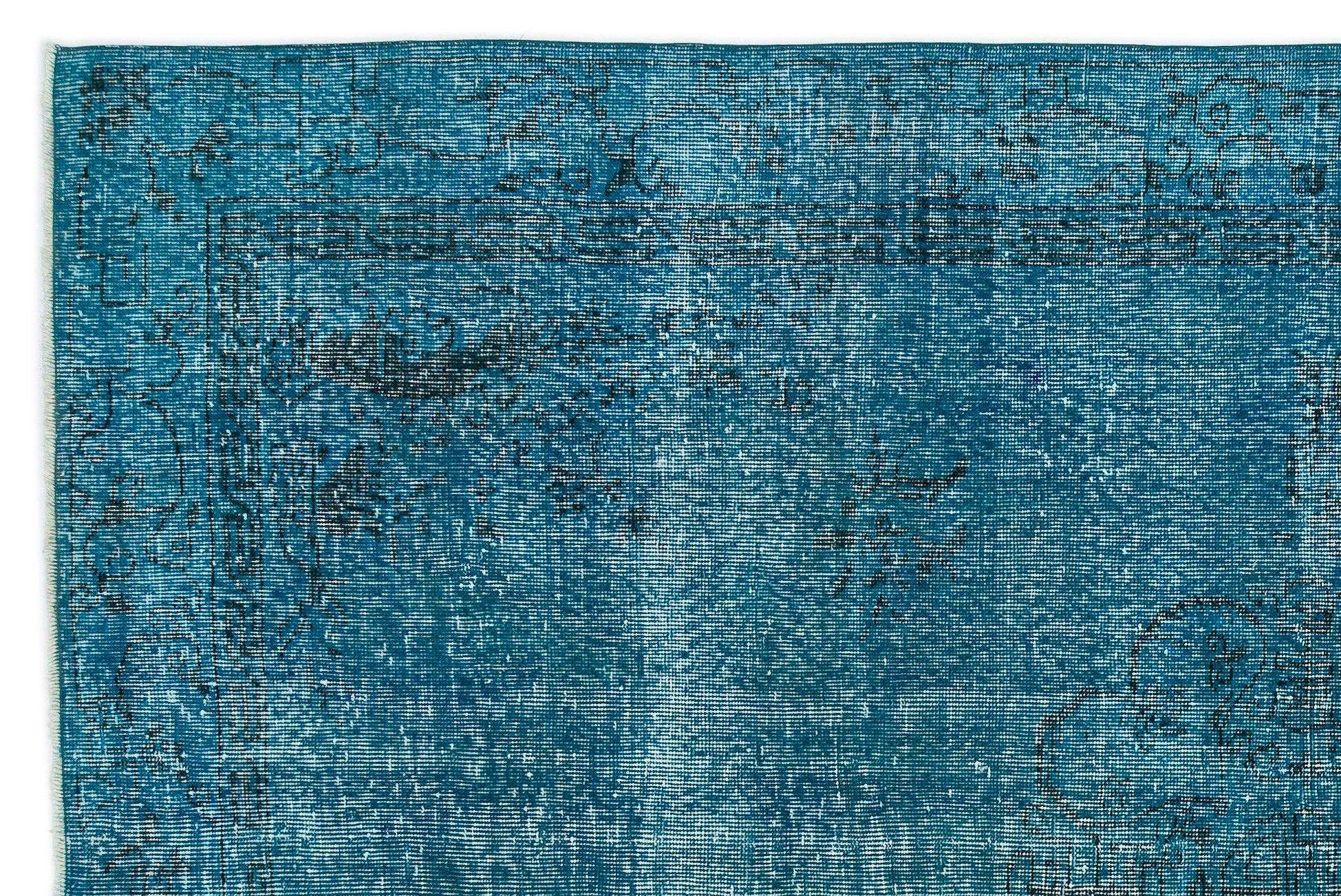 Atina Turquoise Vintage Wool Handmade Area Rug 6'3" x 9'2"