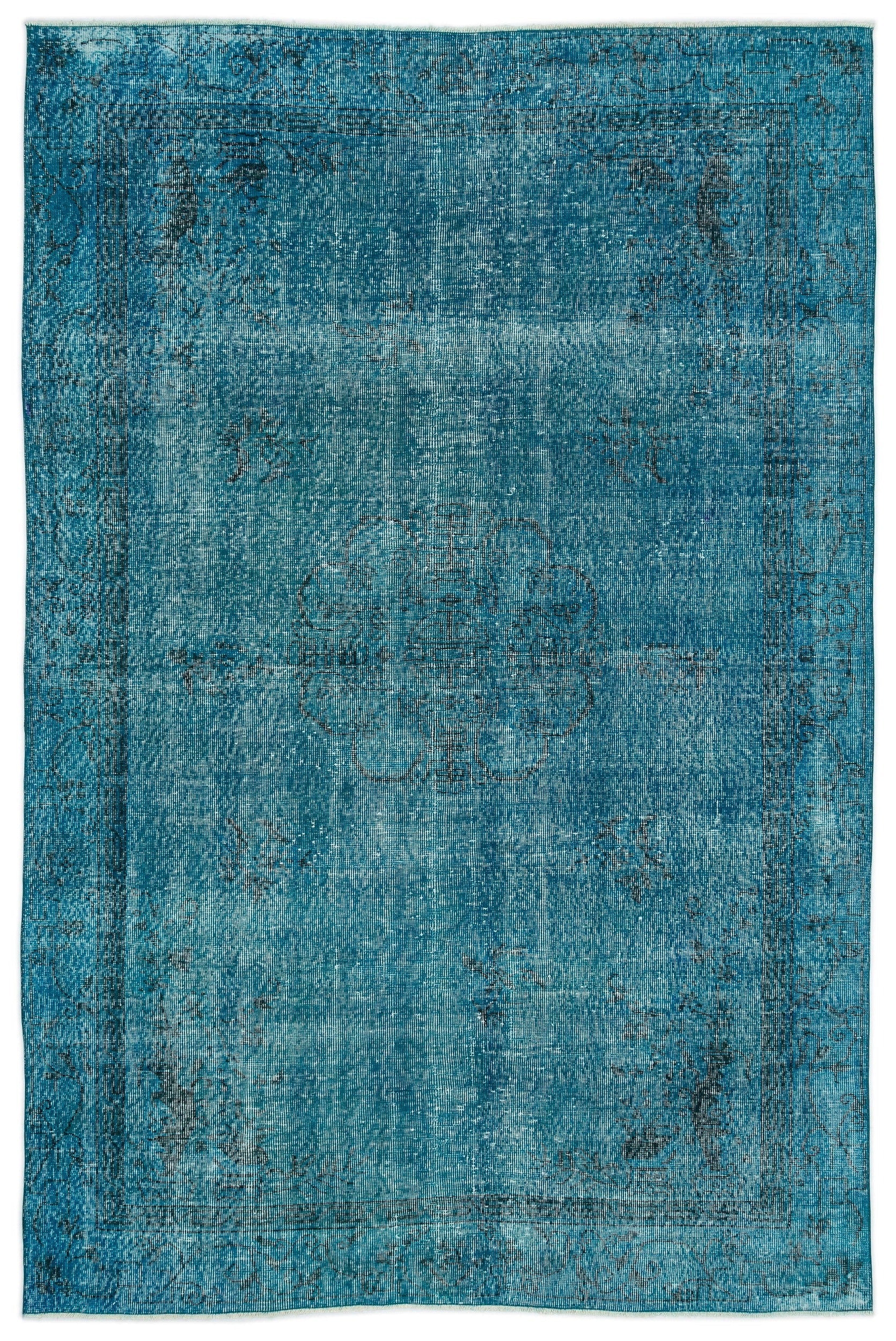 Atina Turquoise Vintage Wool Handmade Area Rug 6'3" x 9'2"