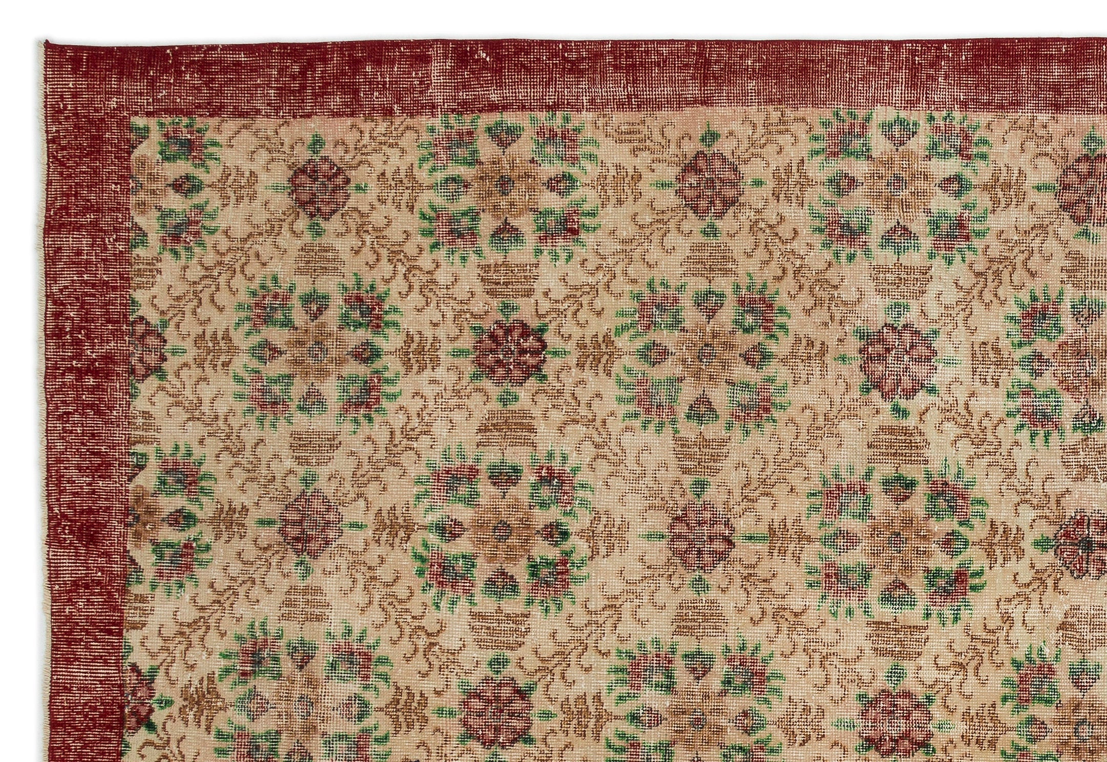 Atina Cream Vintage Wool Handmade Area Rug 7'1" x 10'4"