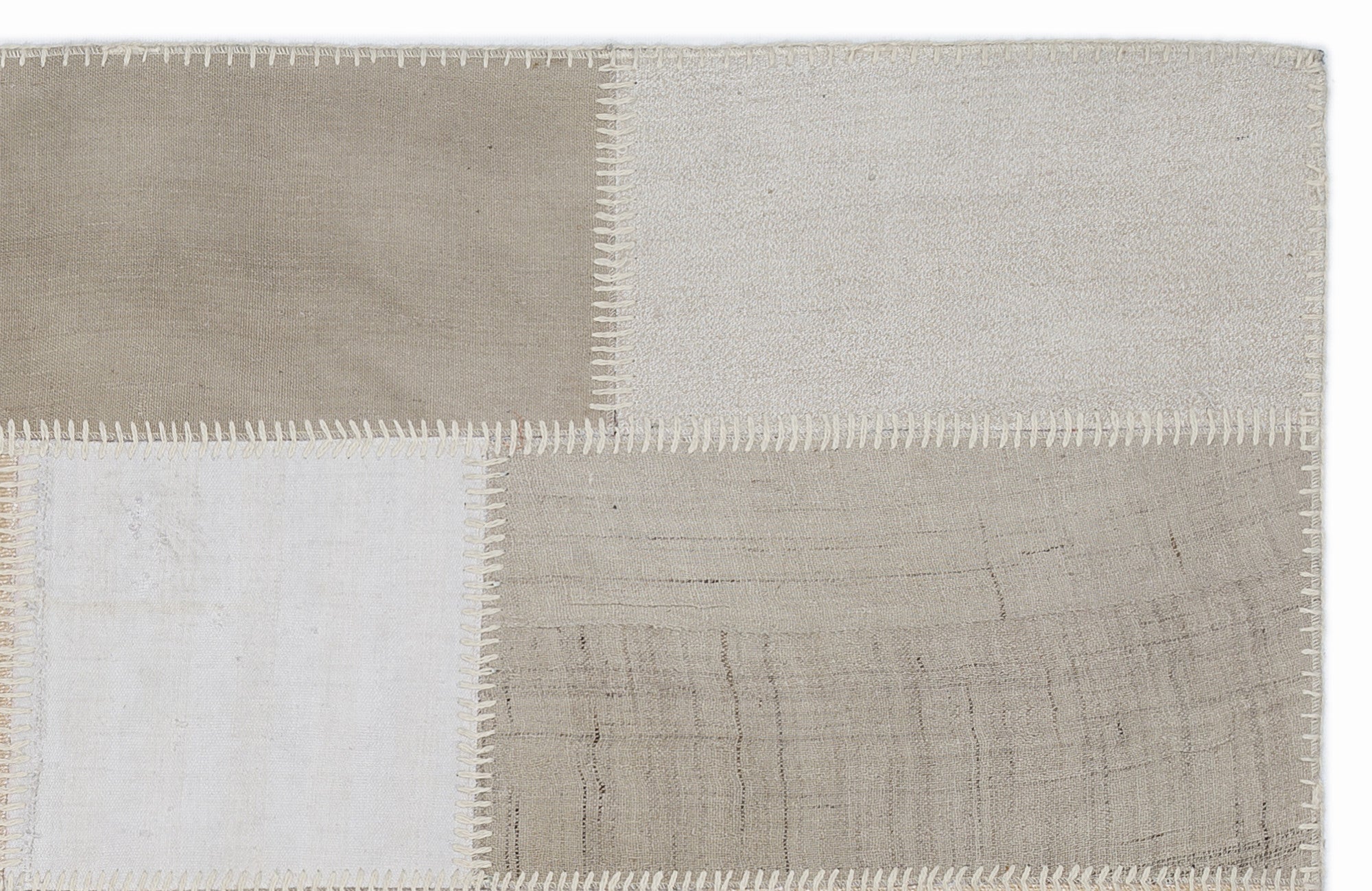 Teselya 1426 Beige Striped Wool Handmade Area Rug 3'11" x 5'11"