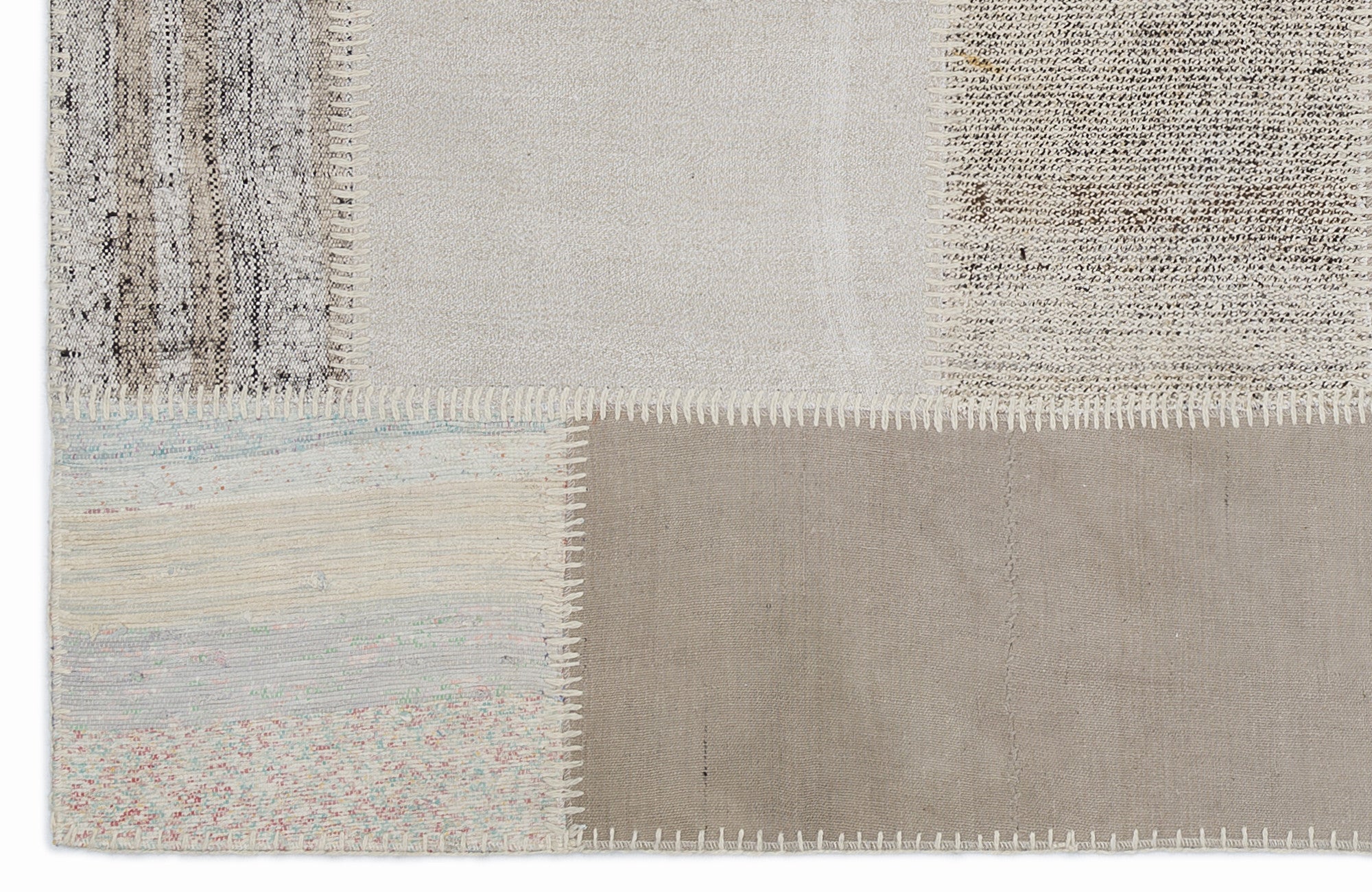 Teselya 1426 Beige Striped Wool Handmade Area Rug 3'11" x 5'11"