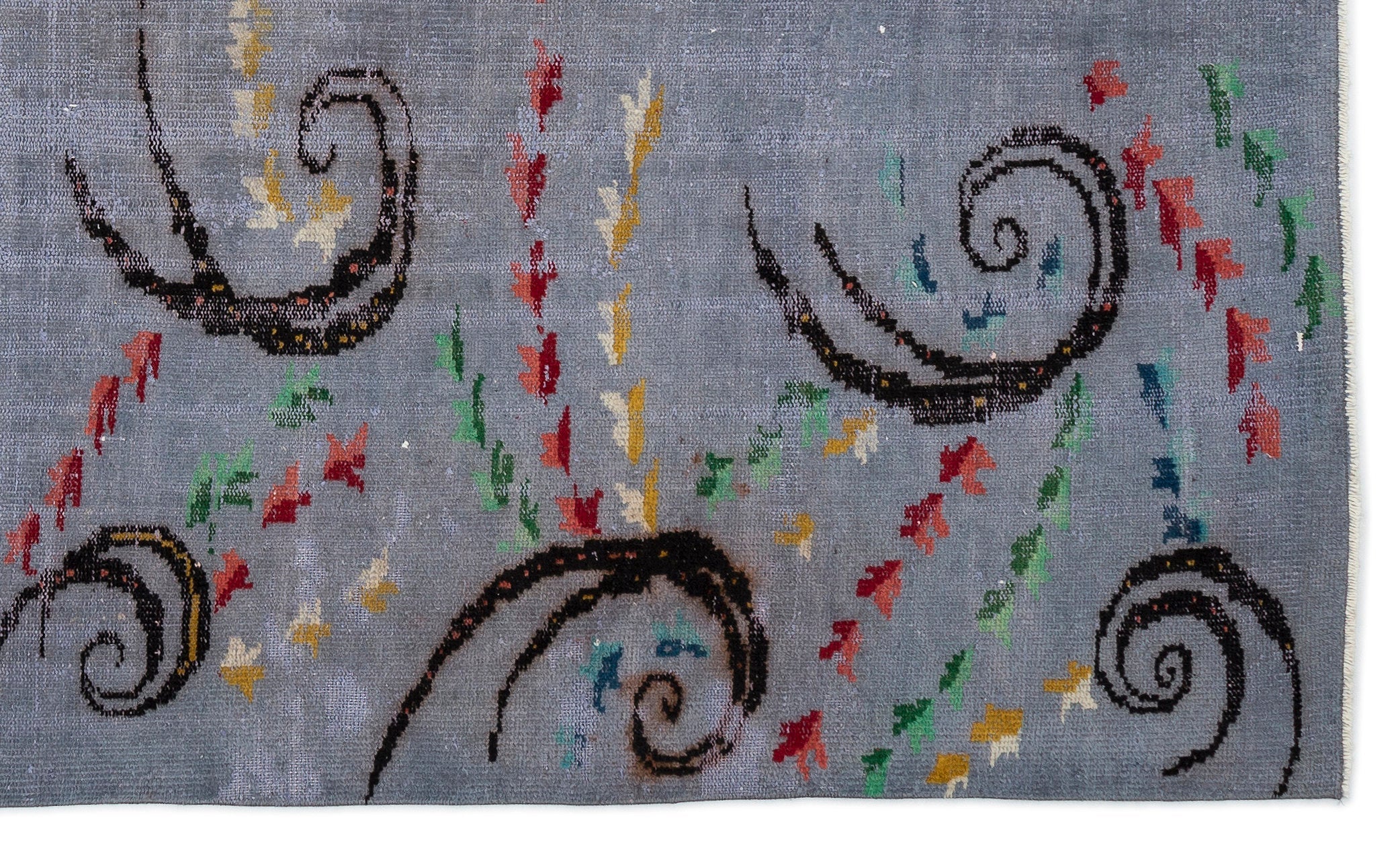Atina Grey Vintage Wool Handmade Area Rug 5'11" x 10'1"