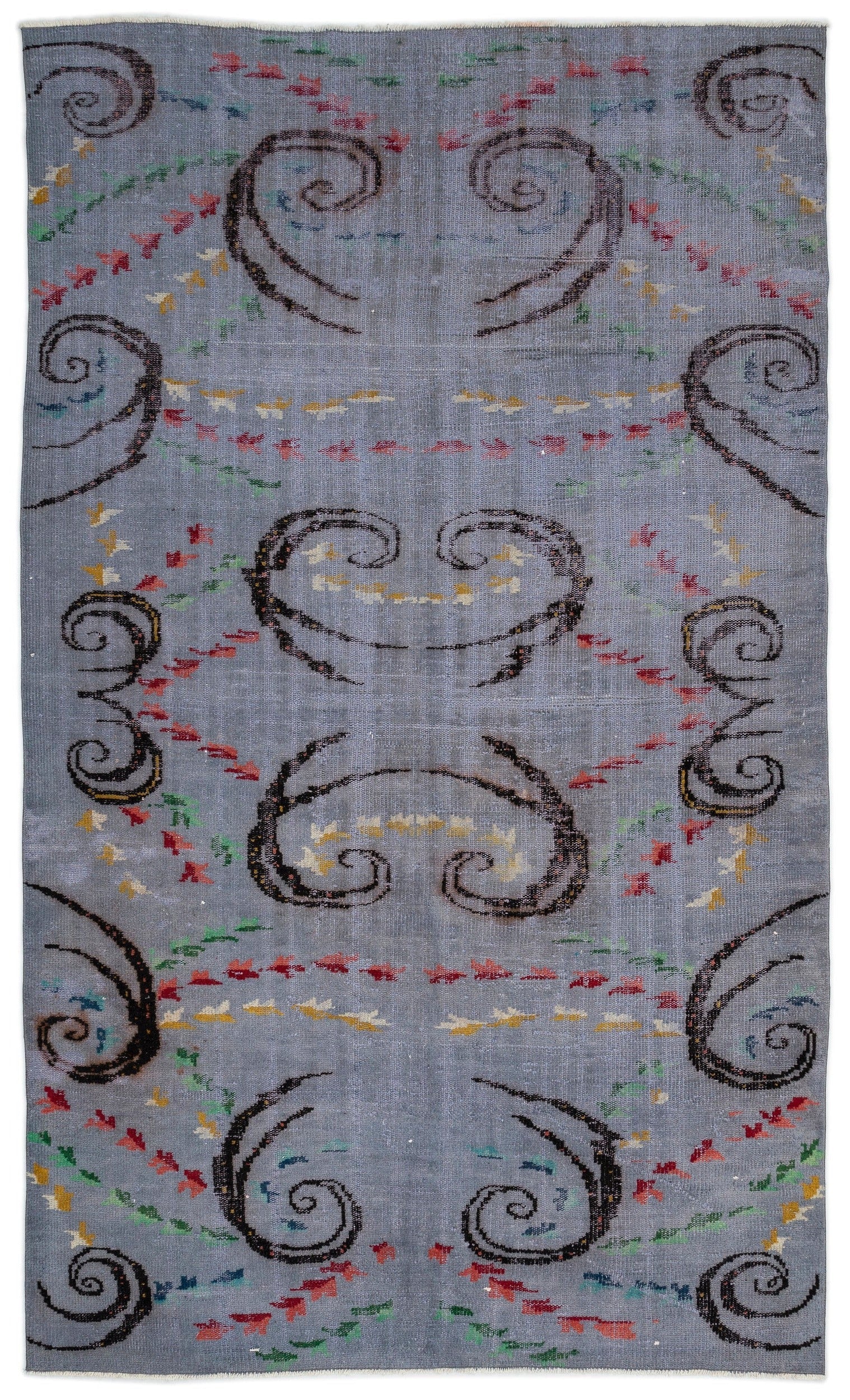 Atina Grey Vintage Wool Handmade Area Rug 5'11" x 10'1"