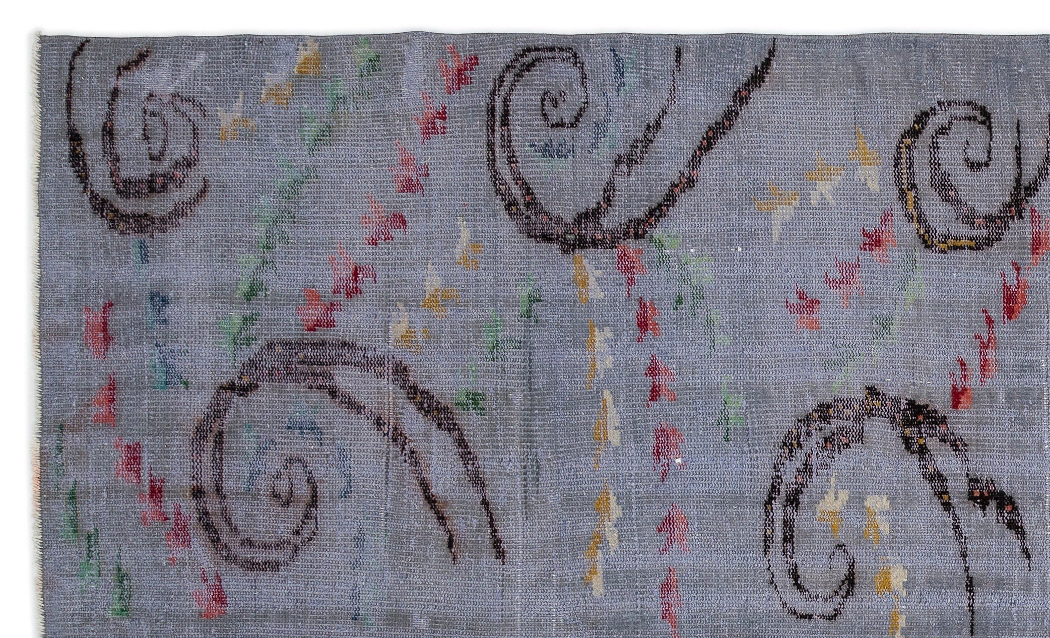 Atina Grey Vintage Wool Handmade Area Rug 5'11" x 10'1"