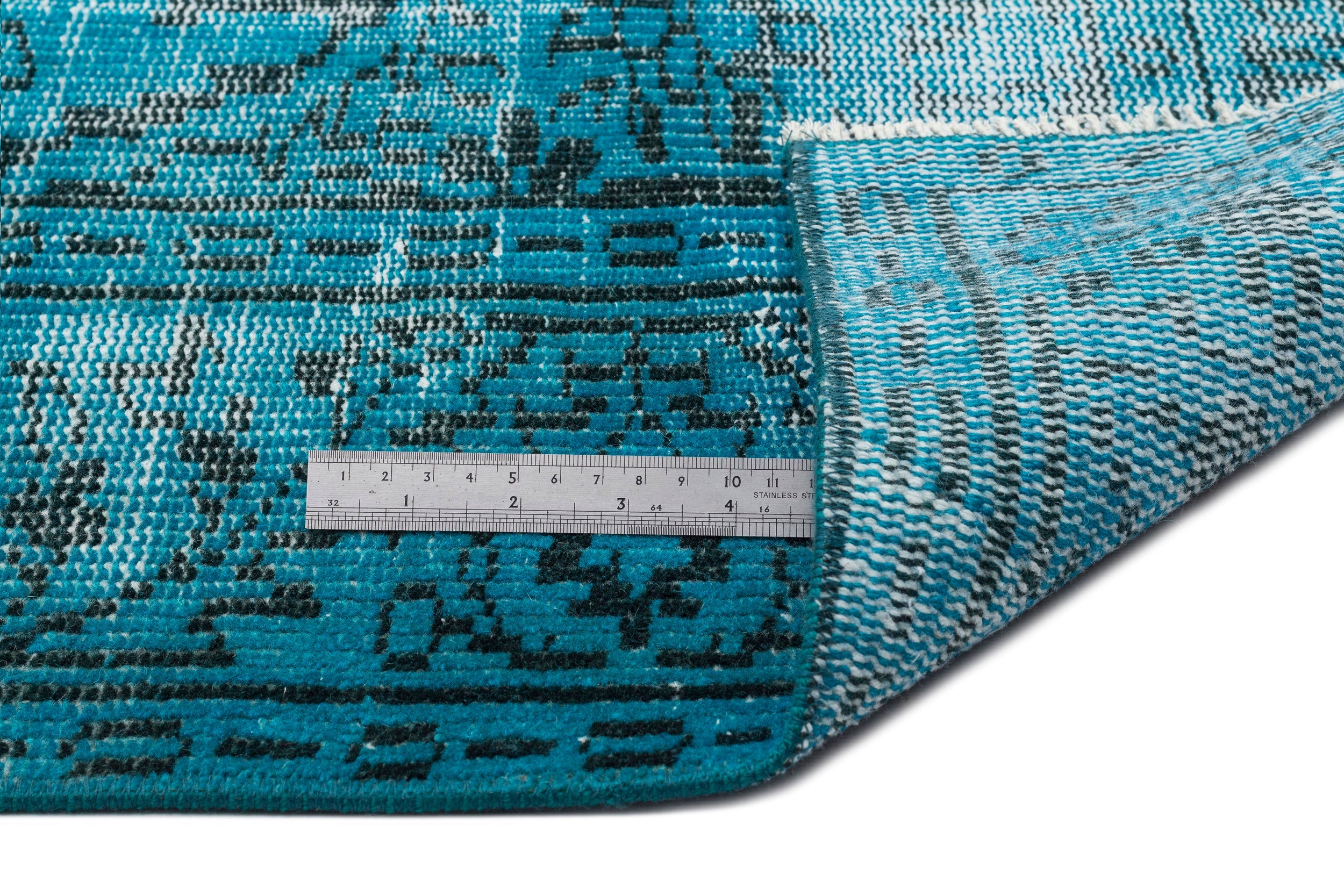 Atina Turquoise Vintage Wool Handmade Area Rug 5'9" x 9'9"