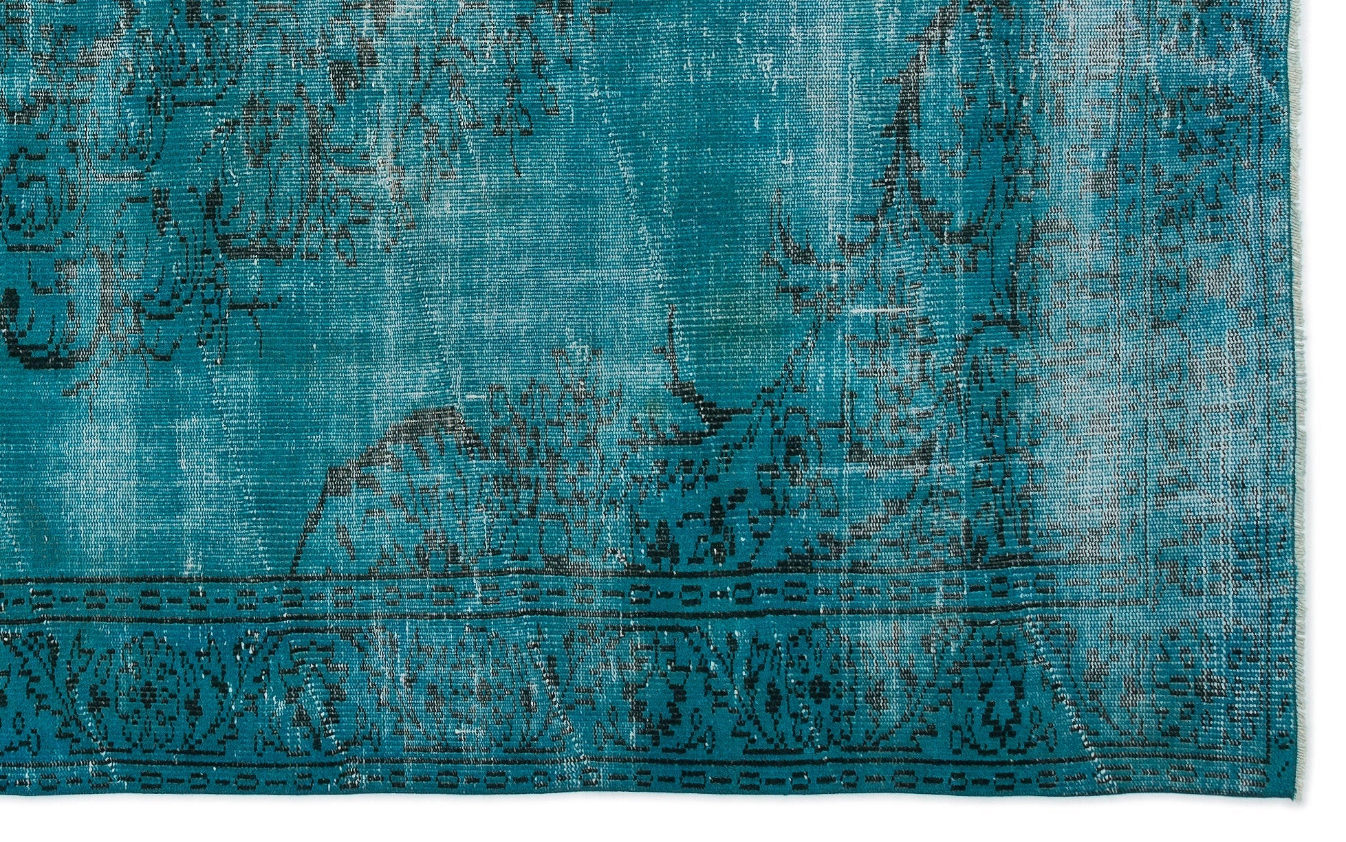 Atina Turquoise Vintage Wool Handmade Area Rug 5'9" x 9'9"