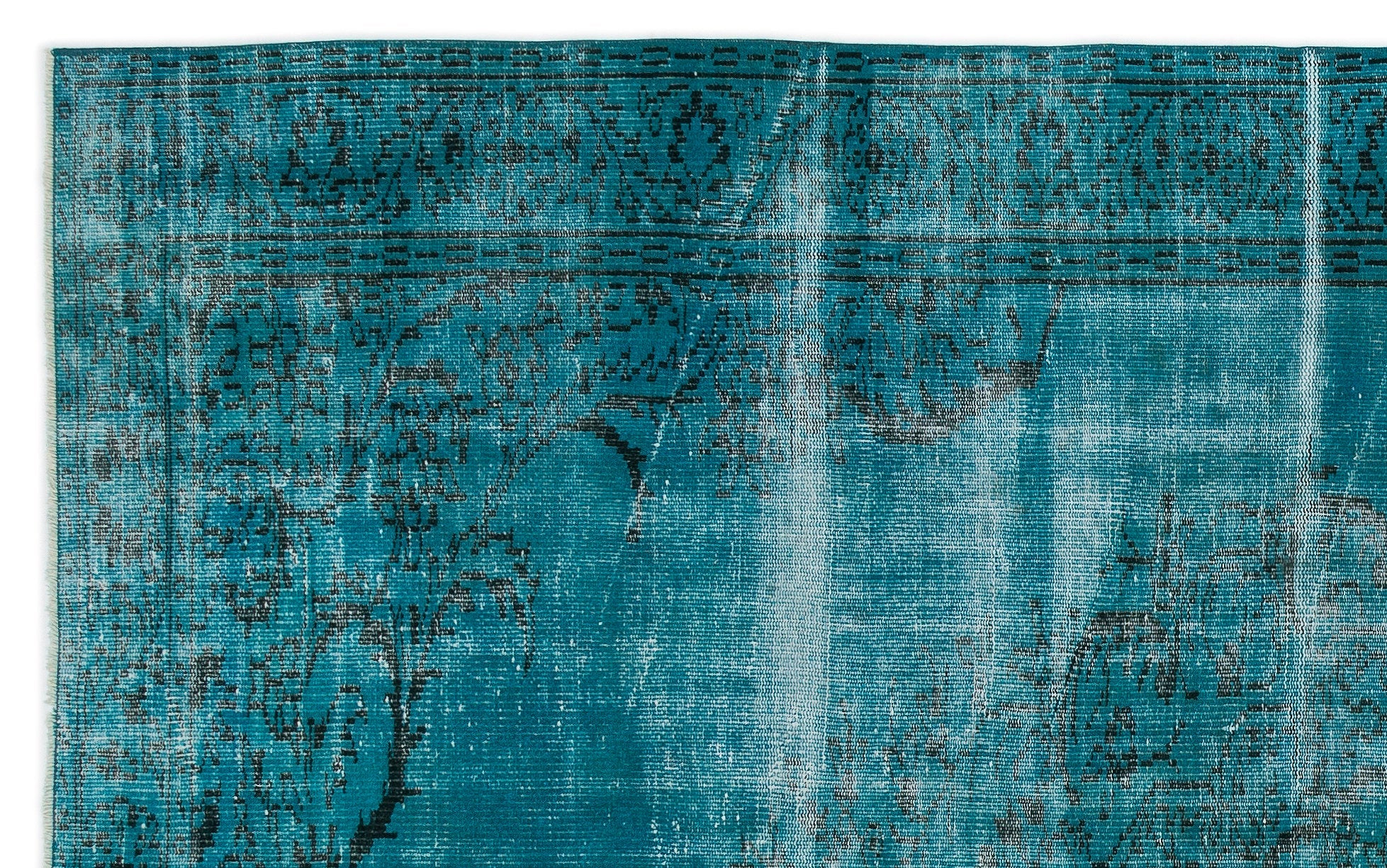 Atina Turquoise Vintage Wool Handmade Area Rug 5'9" x 9'9"