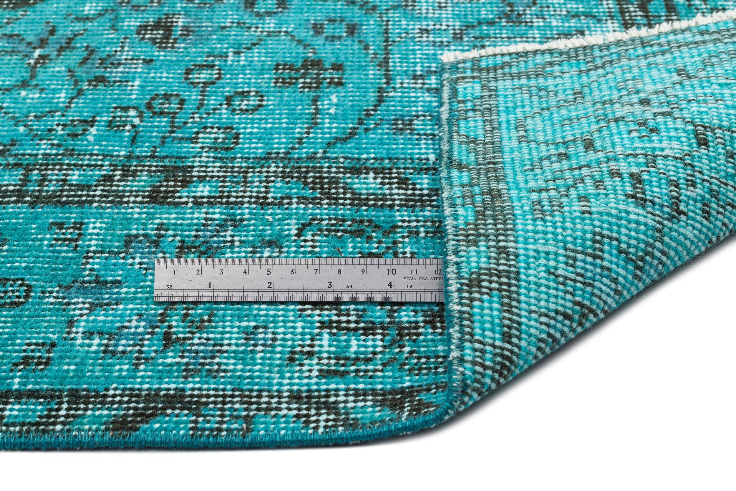 Atina Turquoise Vintage Wool Handmade Area Rug 6'4" x 9'10"