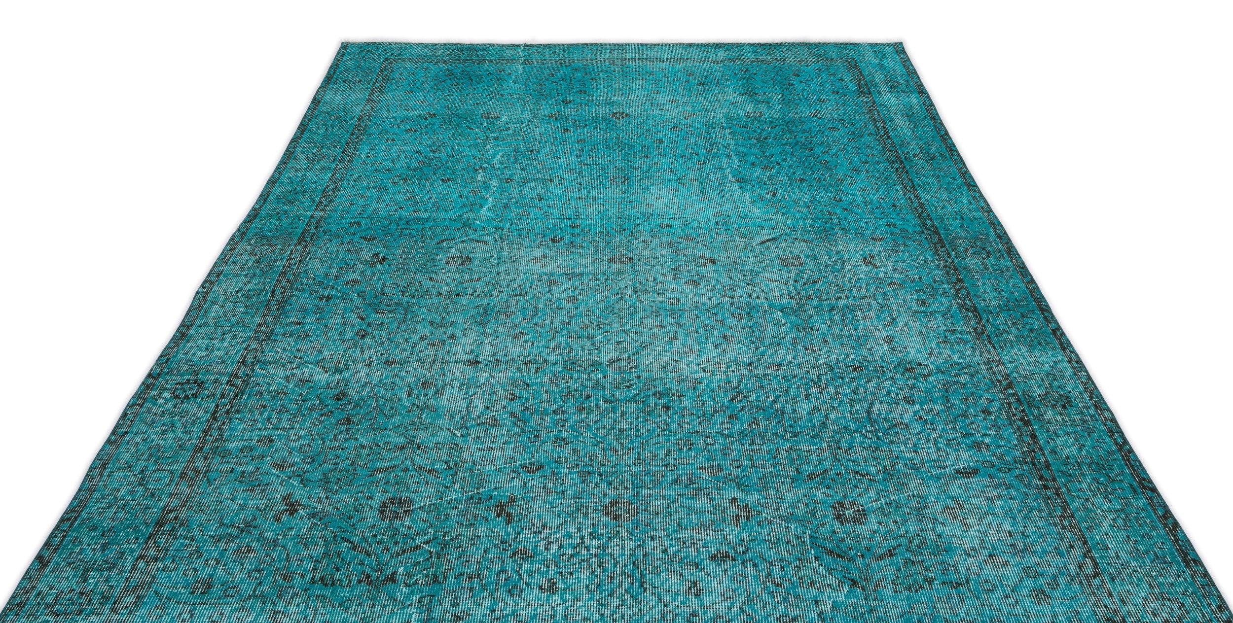 Atina Turquoise Vintage Wool Handmade Area Rug 6'4" x 9'10"
