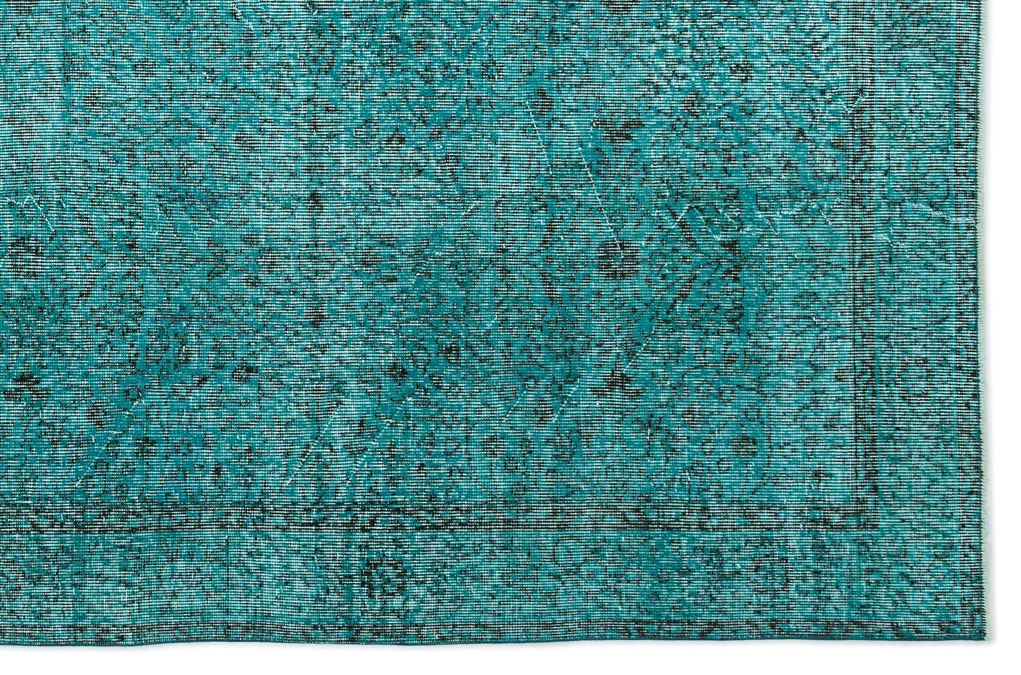 Atina Turquoise Vintage Wool Handmade Area Rug 6'4" x 9'10"