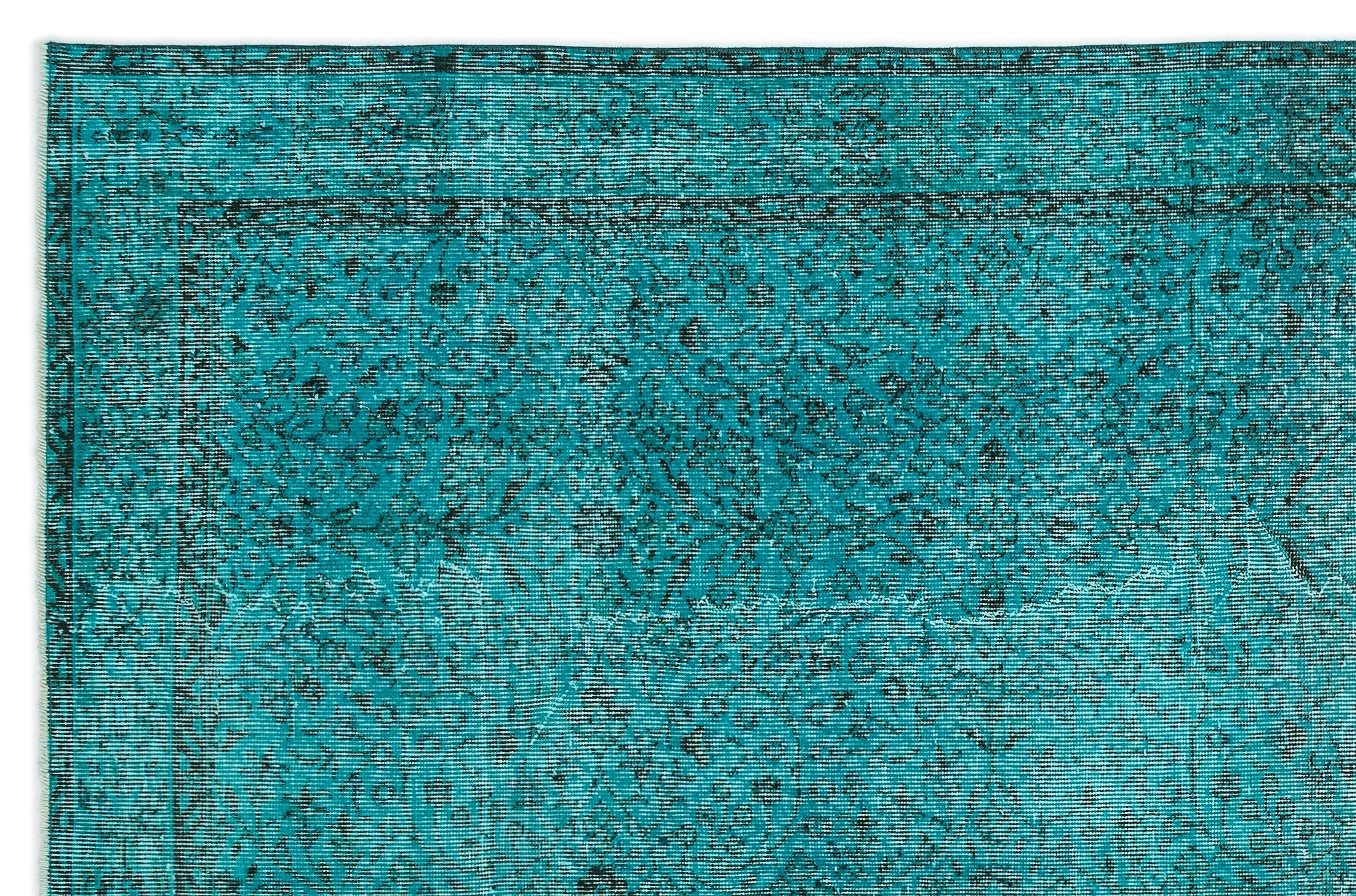 Atina Turquoise Vintage Wool Handmade Area Rug 6'4" x 9'10"