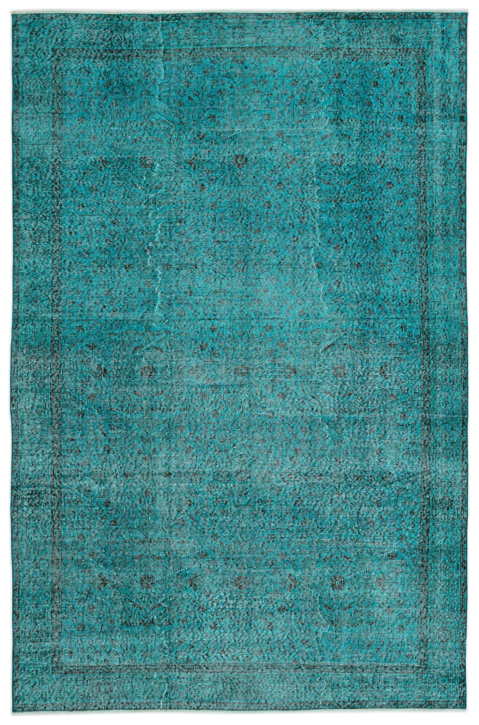 Atina Turquoise Vintage Wool Handmade Area Rug 6'4" x 9'10"