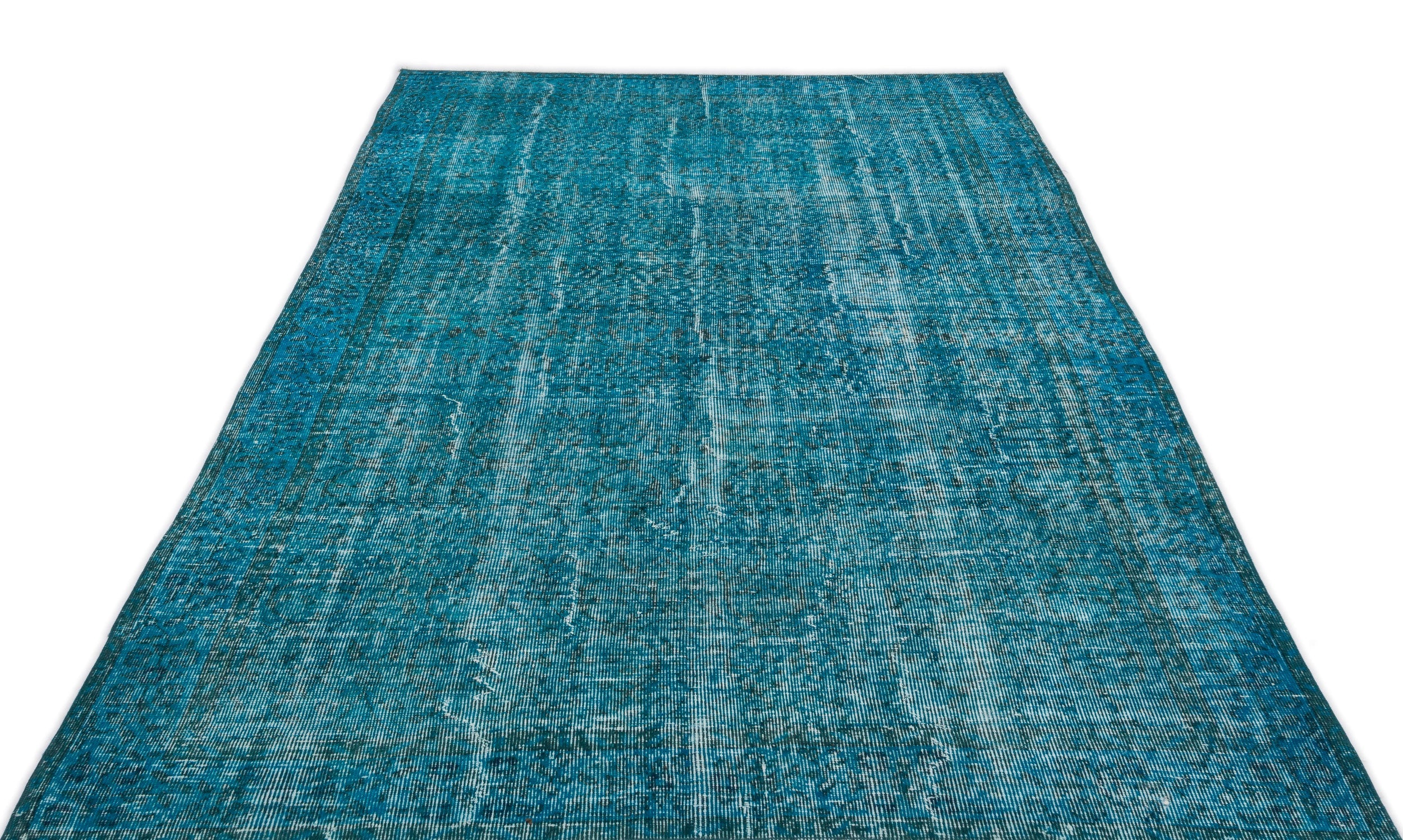 Atina Turquoise Vintage Wool Handmade Area Rug 5'4" x 9'4"