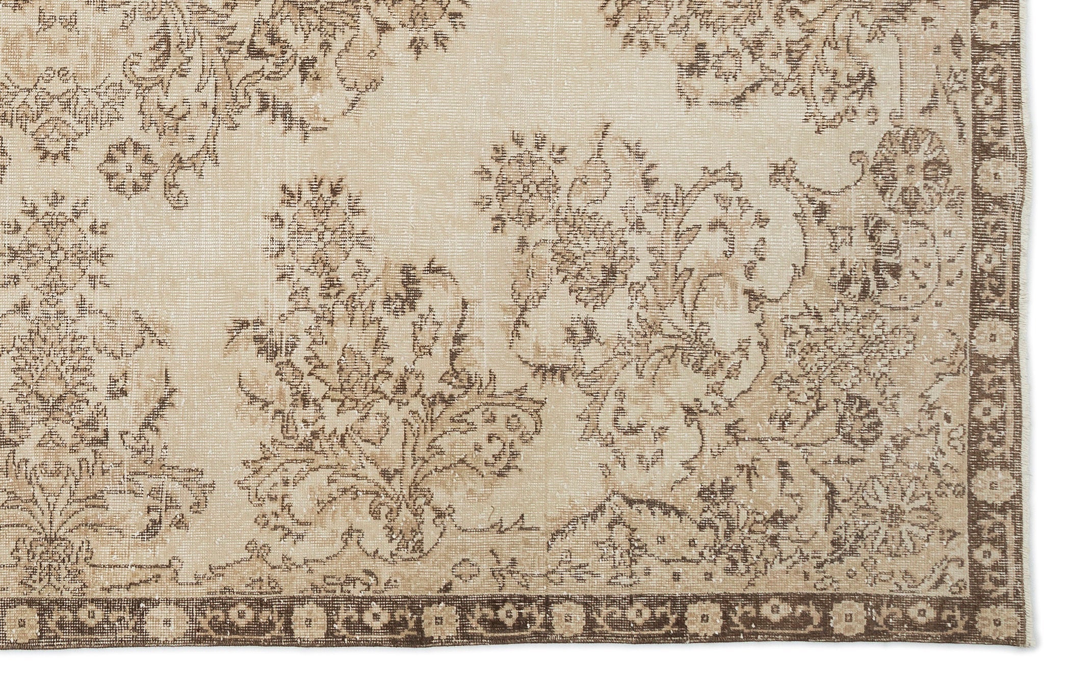 Atina Beige Vintage Wool Handmade Area Rug 6'3" x 10'1"