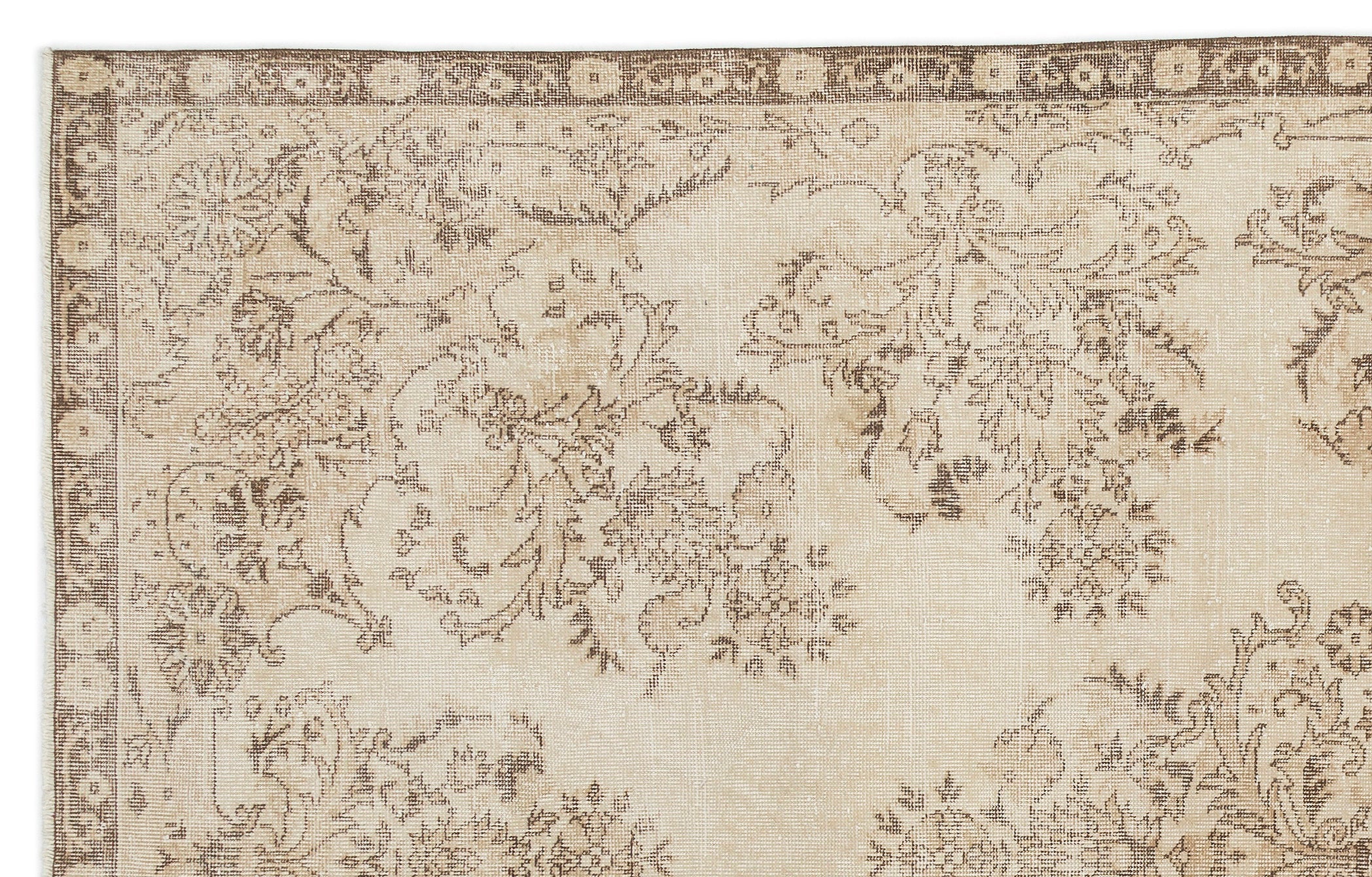 Atina Beige Vintage Wool Handmade Area Rug 6'3" x 10'1"