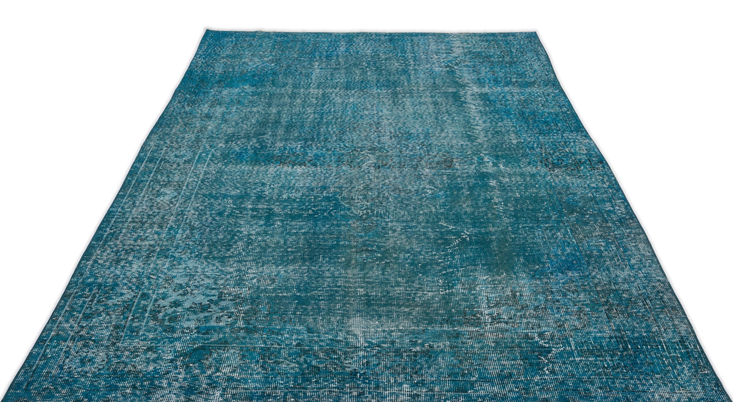 Atina Turquoise Vintage Wool Handmade Area Rug 5'8" x 9'1"