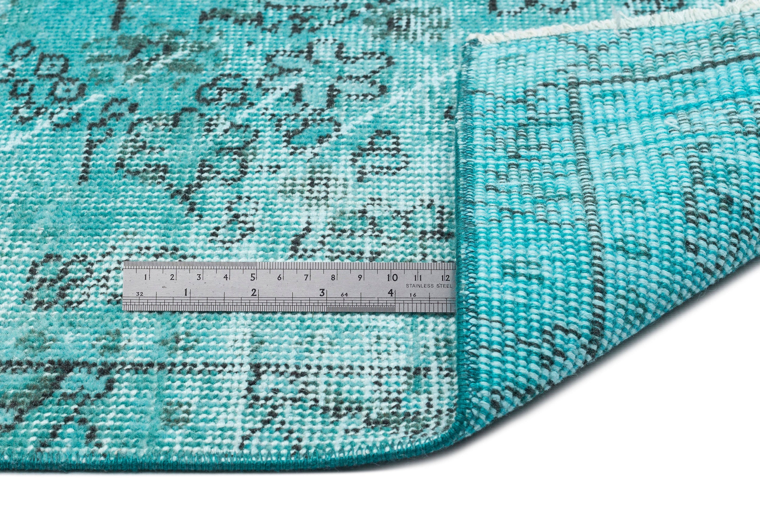 Atina Turquoise Vintage Wool Handmade Area Rug 5'5" x 9'2"