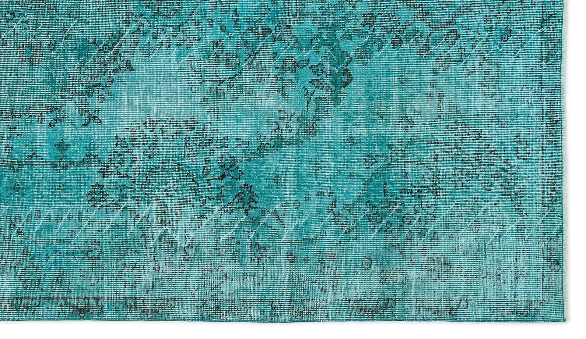 Atina Turquoise Vintage Wool Handmade Area Rug 5'5" x 9'2"