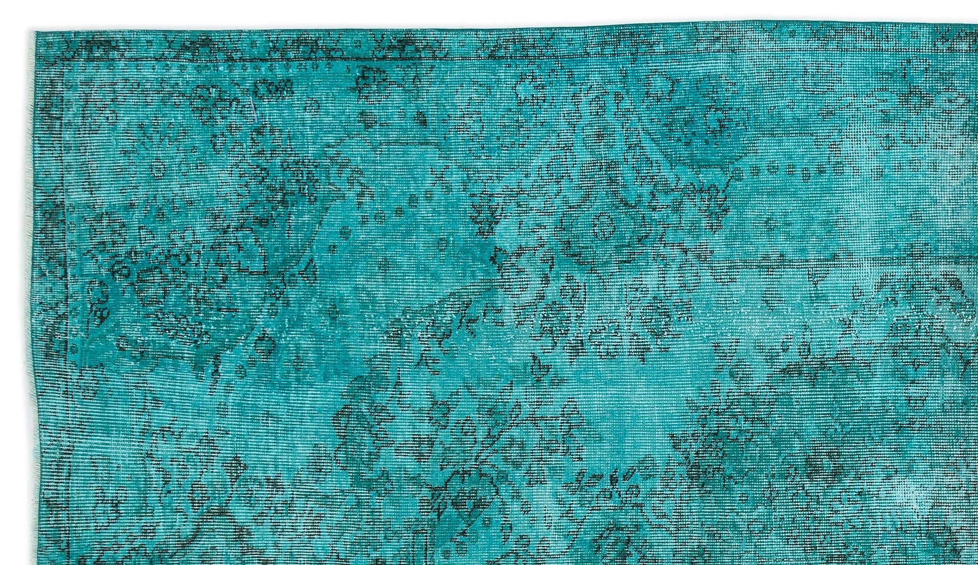 Atina Turquoise Vintage Wool Handmade Area Rug 5'5" x 9'2"