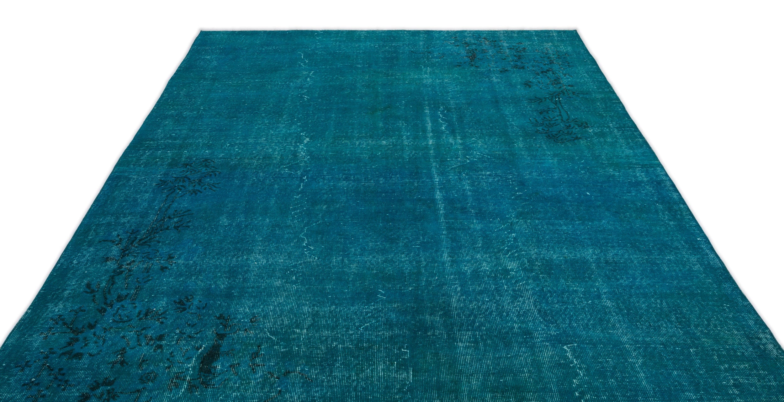 Atina Turquoise Vintage Wool Handmade Area Rug 7'0" x 10'7"