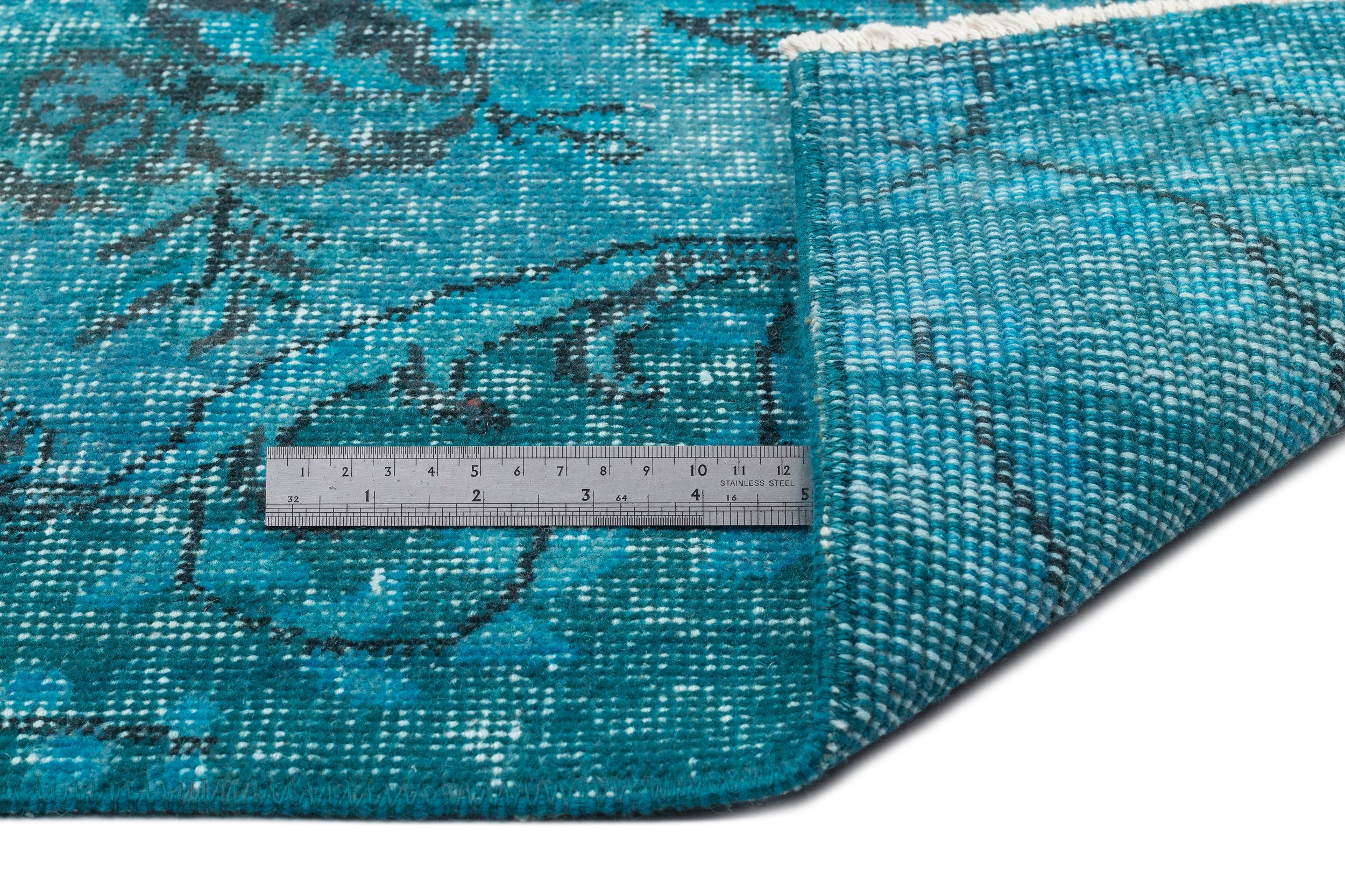 Atina Turquoise Vintage Wool Handmade Area Rug 6'5" x 10'6"
