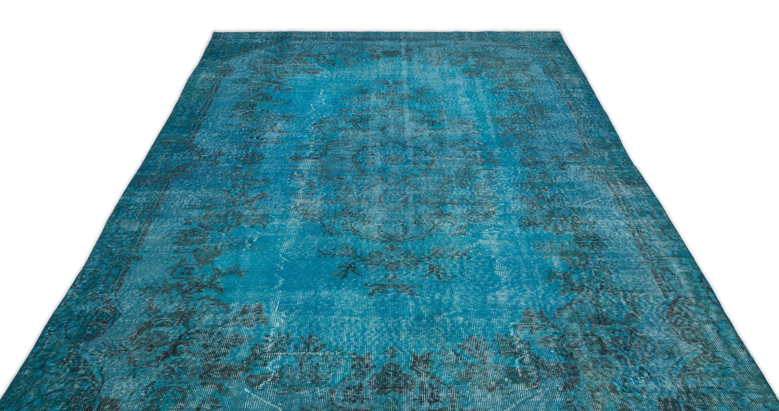 Atina Turquoise Vintage Wool Handmade Area Rug 6'5" x 10'6"
