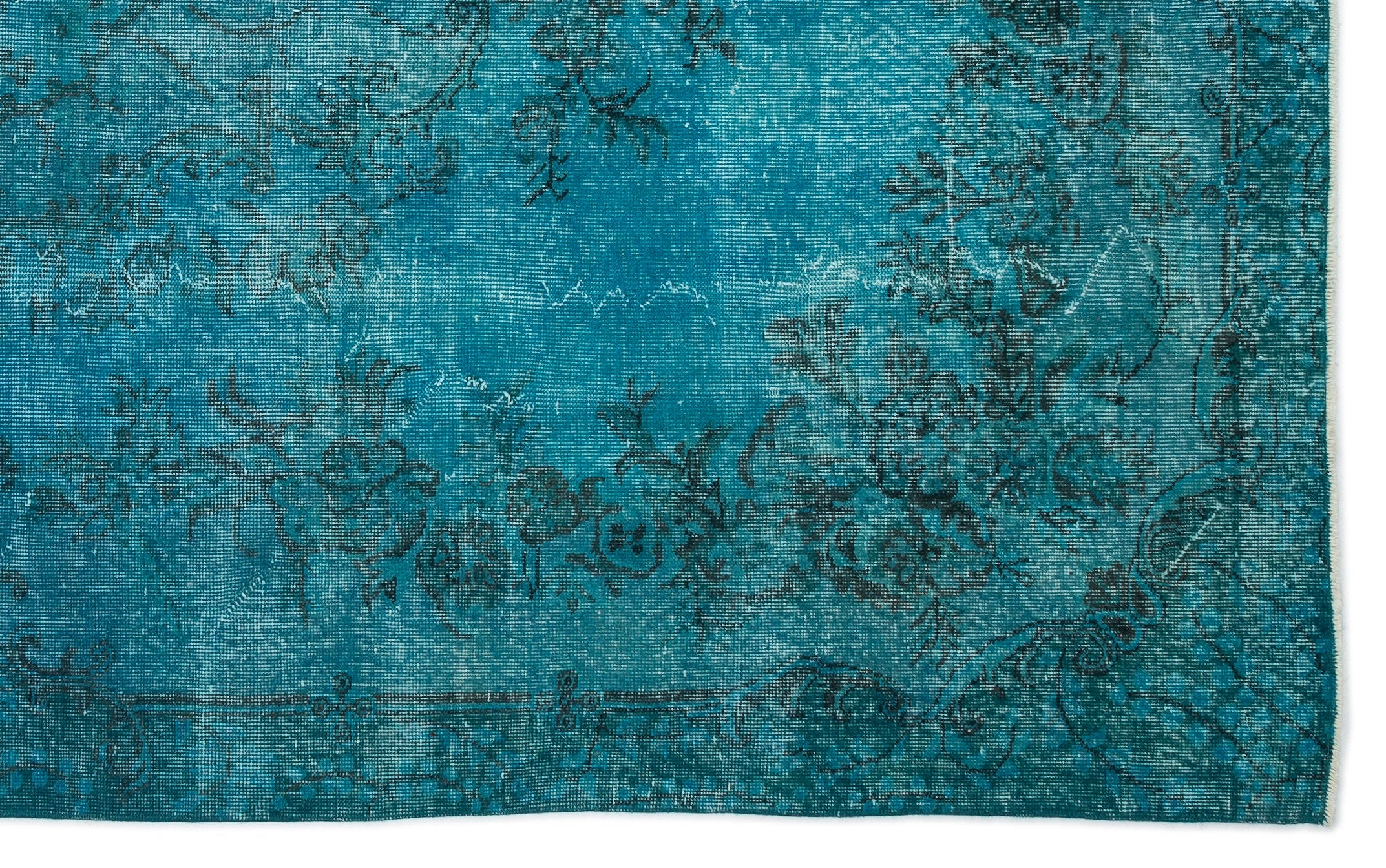 Atina Turquoise Vintage Wool Handmade Area Rug 6'5" x 10'6"