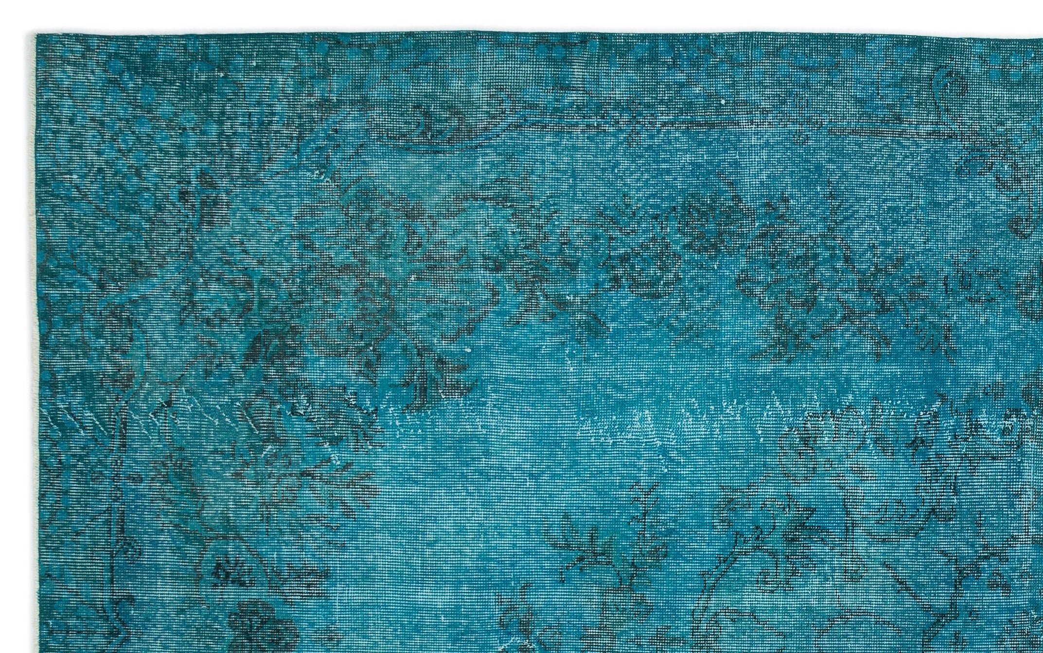 Atina Turquoise Vintage Wool Handmade Area Rug 6'5" x 10'6"