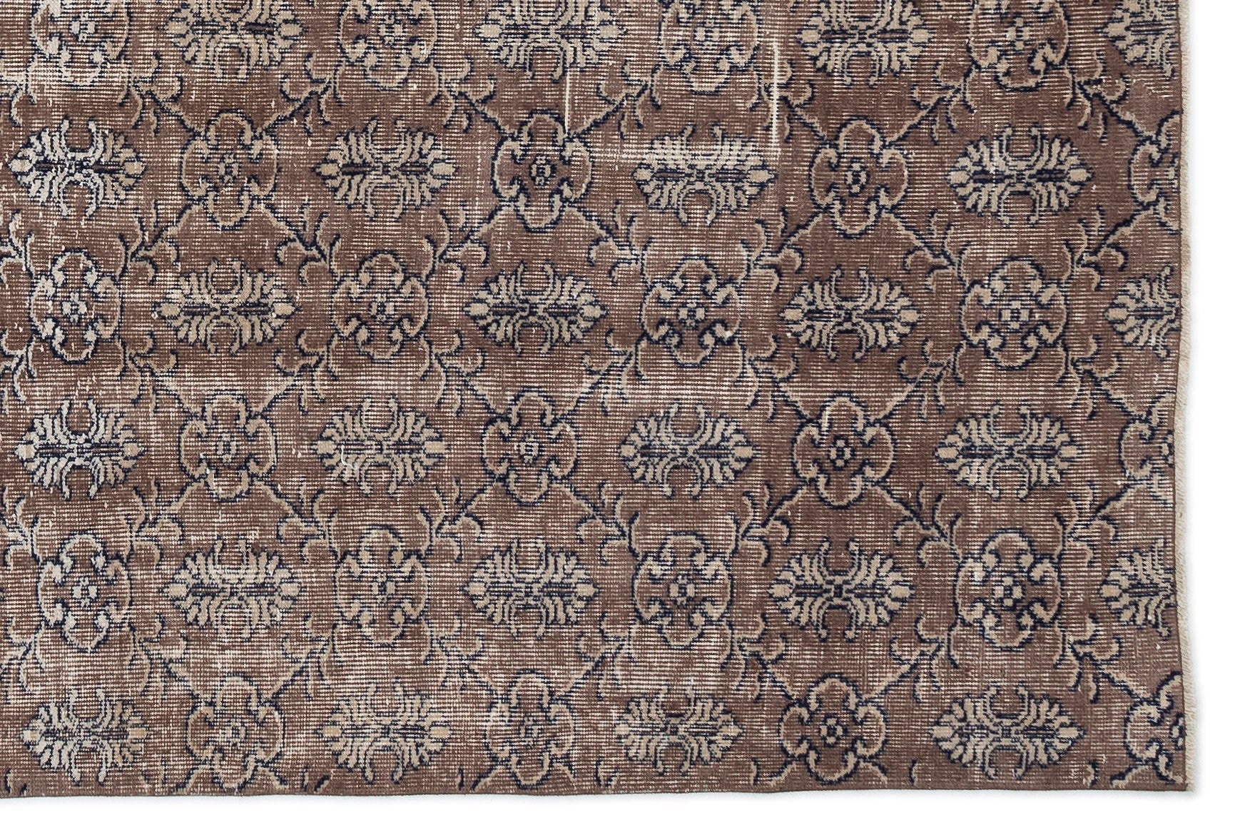 Atina Brown Vintage Wool Handmade Area Rug 5'6" x 8'7"