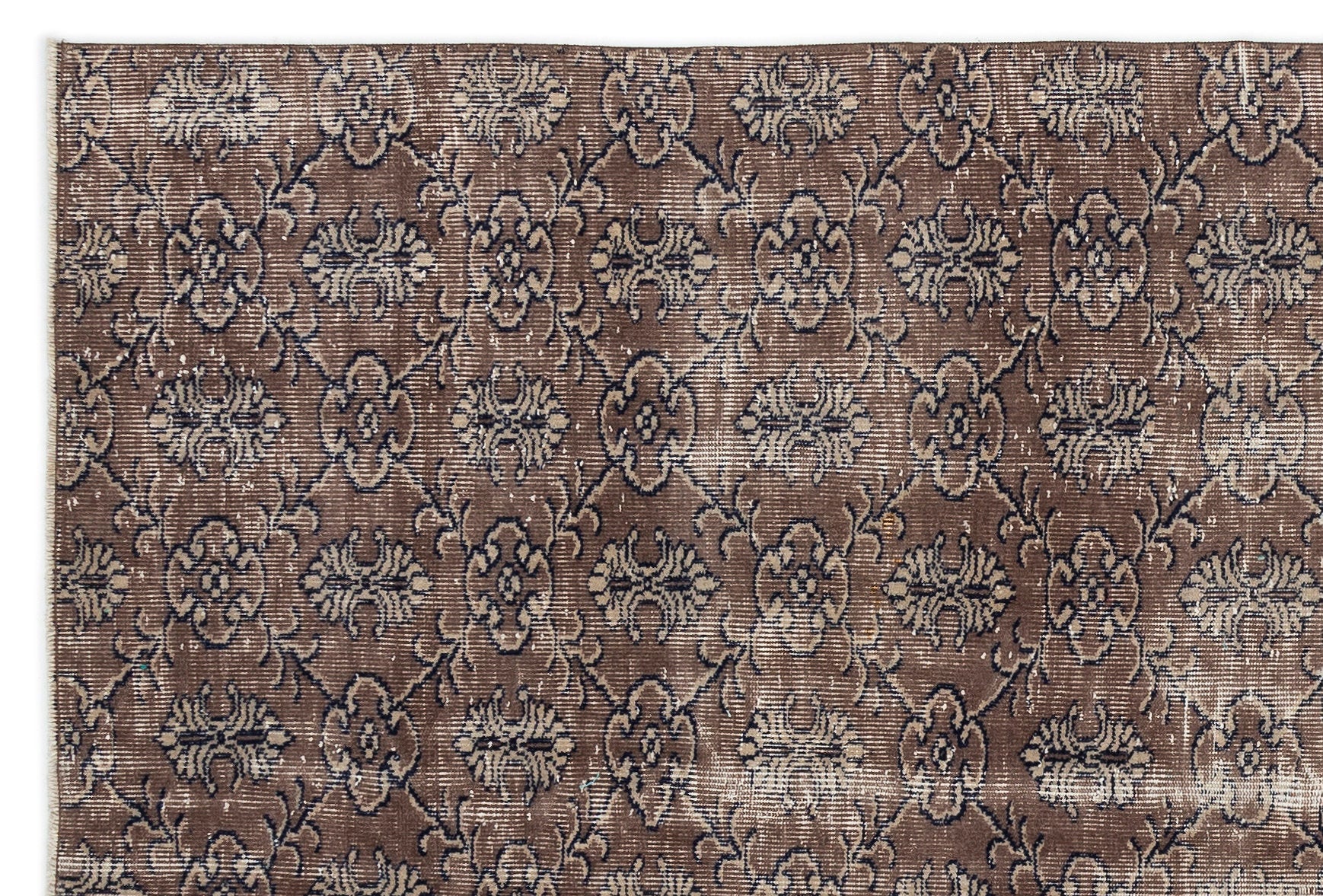 Atina Brown Vintage Wool Handmade Area Rug 5'6" x 8'7"