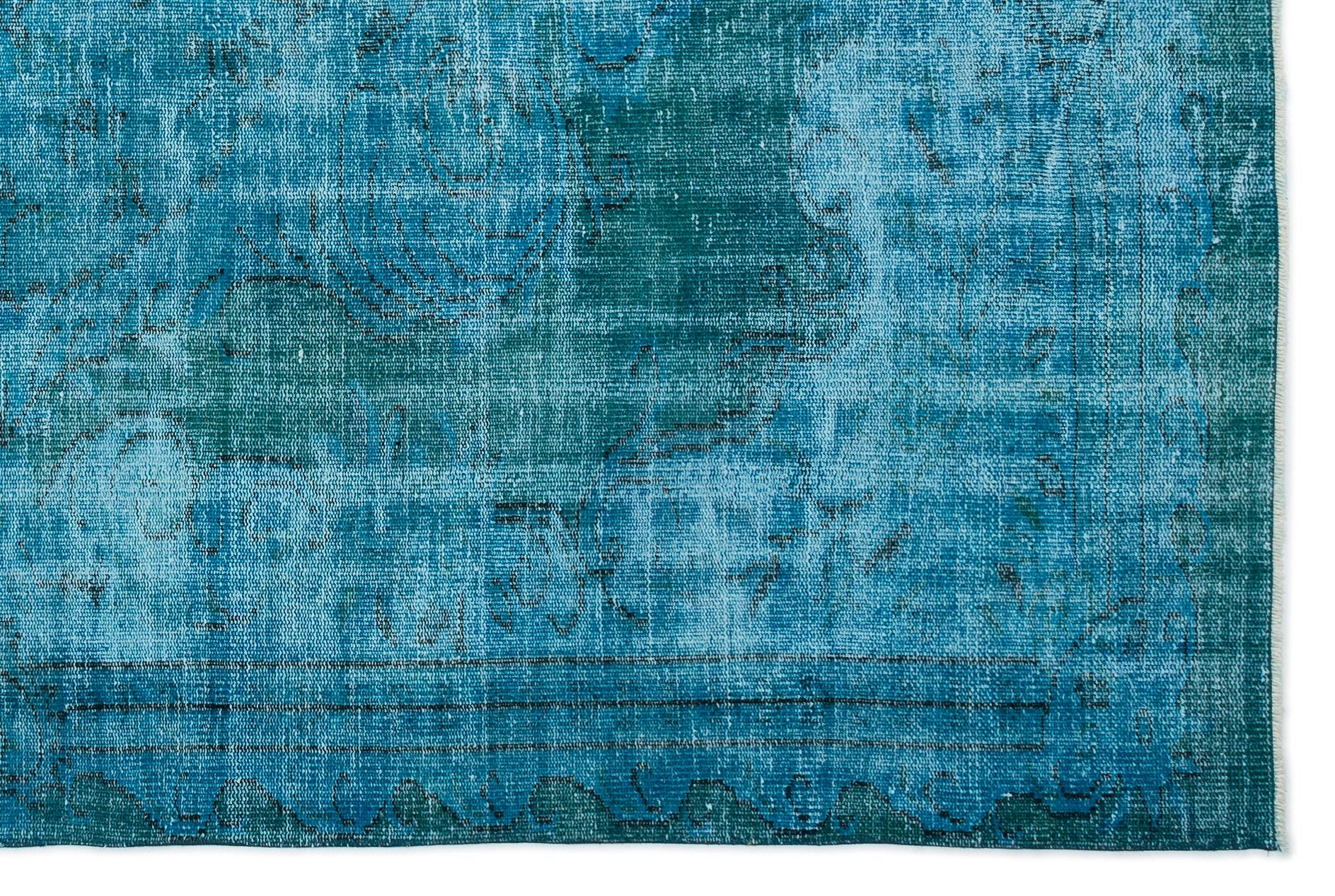Atina Turquoise Vintage Wool Handmade Area Rug 5'11" x 8'11"