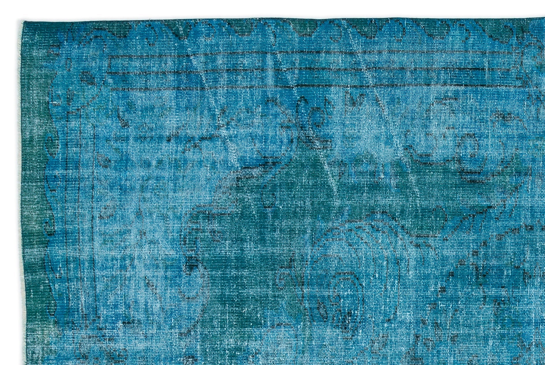 Atina Turquoise Vintage Wool Handmade Area Rug 5'11" x 8'11"