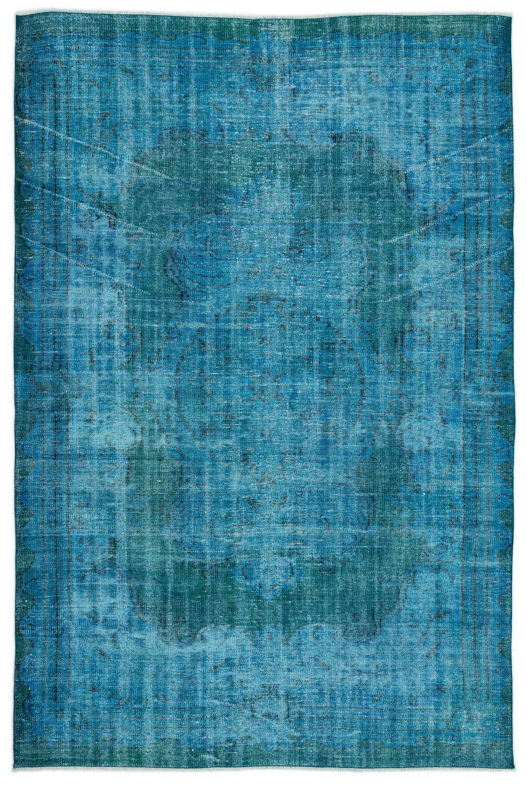 Atina Turquoise Vintage Wool Handmade Area Rug 5'11" x 8'11"