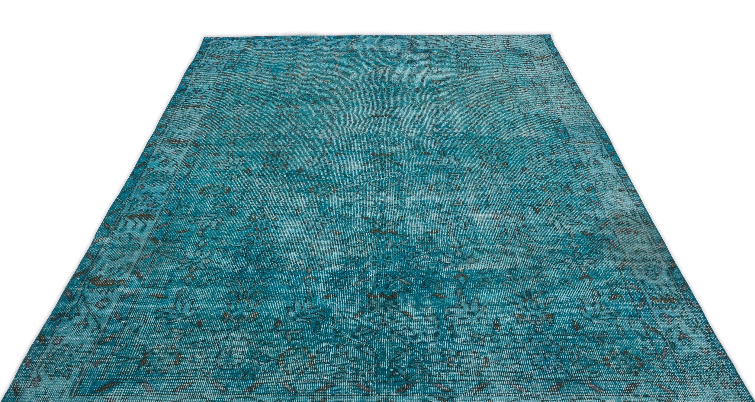 Atina Turquoise Vintage Wool Handmade Area Rug 5'10" x 9'0"