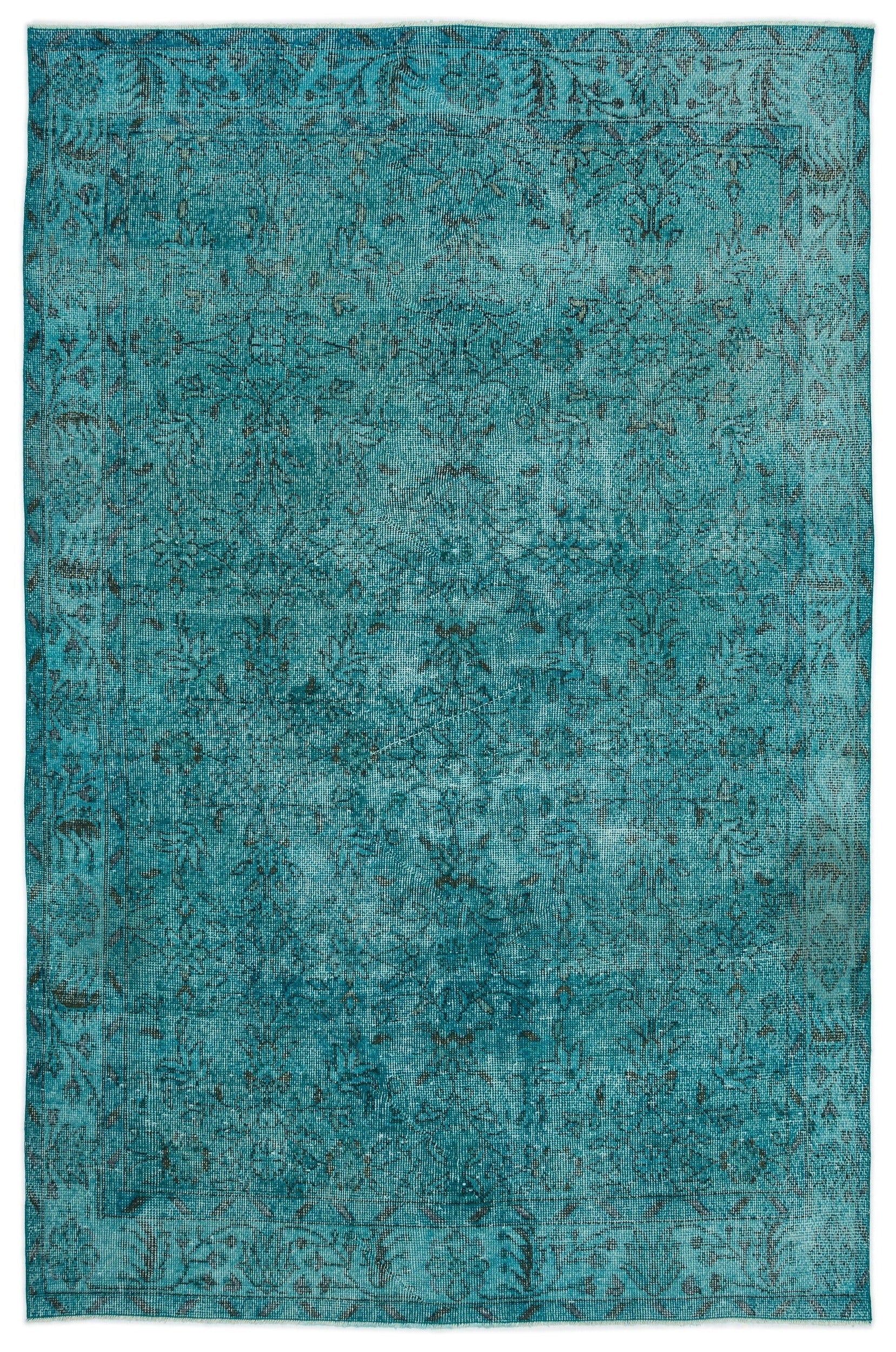 Atina Turquoise Vintage Wool Handmade Area Rug 5'10" x 9'0"