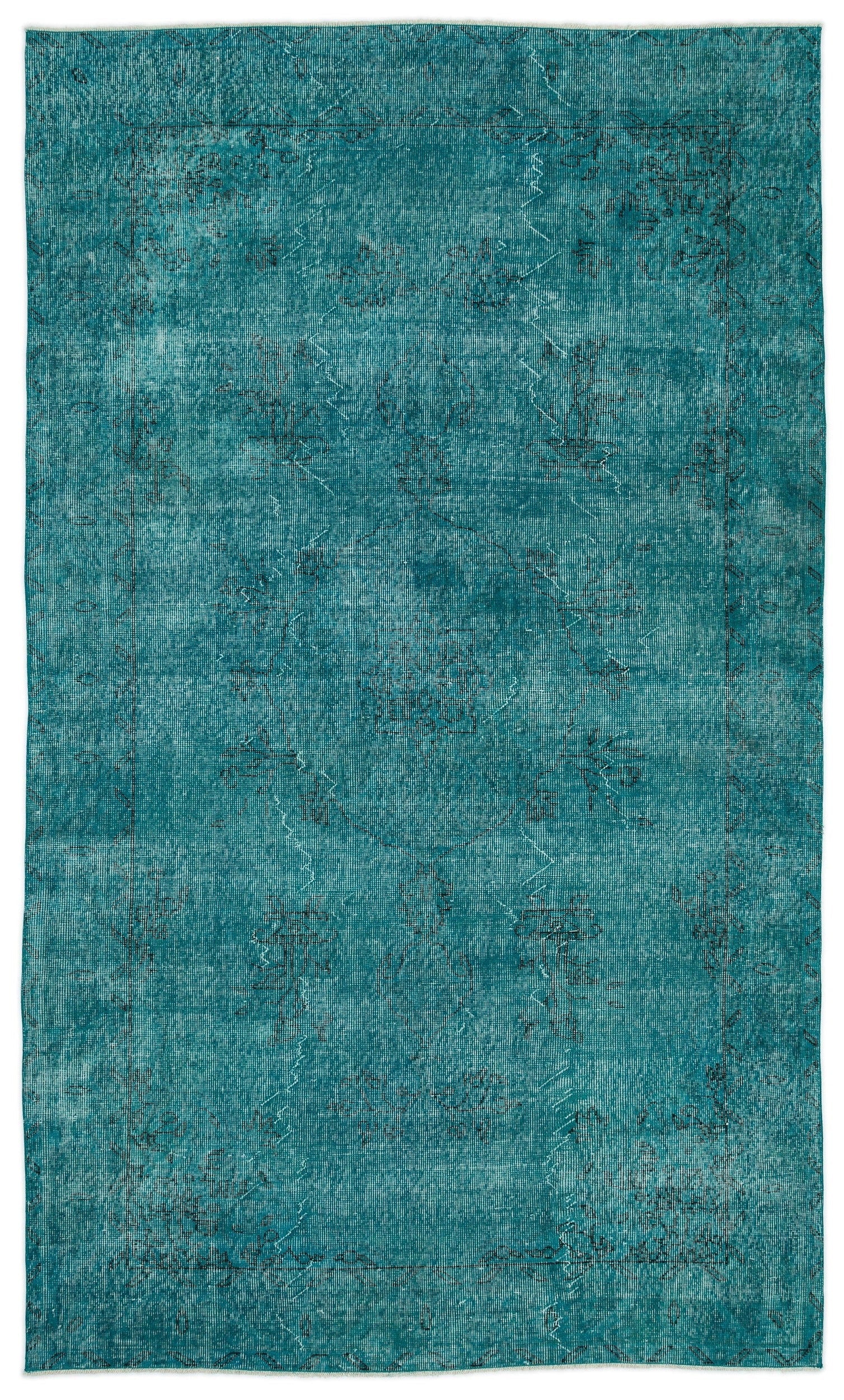 Atina Turquoise Vintage Wool Handmade Area Rug 5'6" x 9'5"