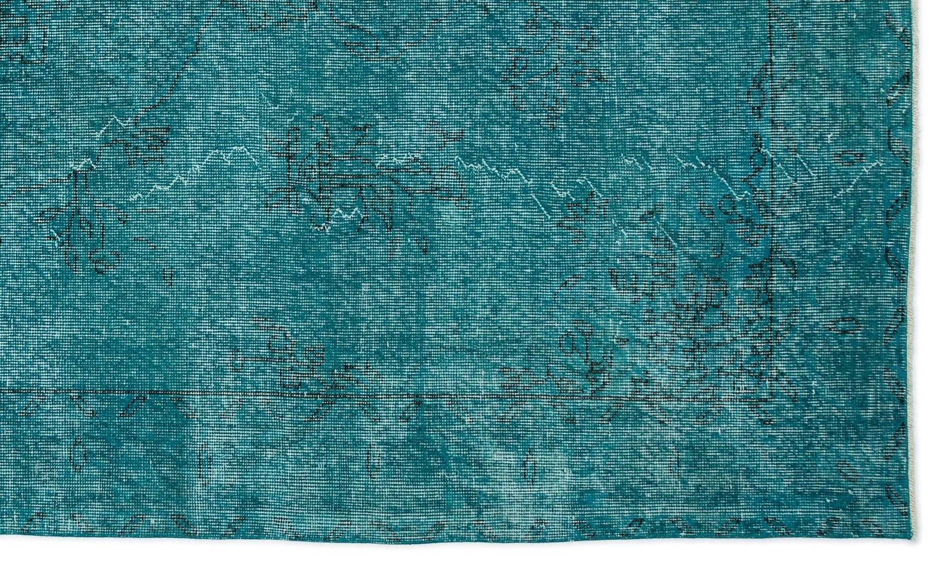 Atina Turquoise Vintage Wool Handmade Area Rug 5'6" x 9'5"