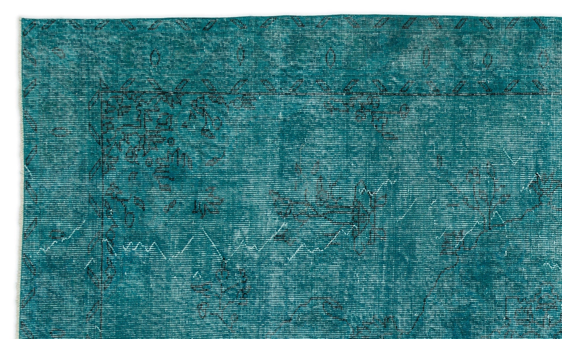 Atina Turquoise Vintage Wool Handmade Area Rug 5'6" x 9'5"