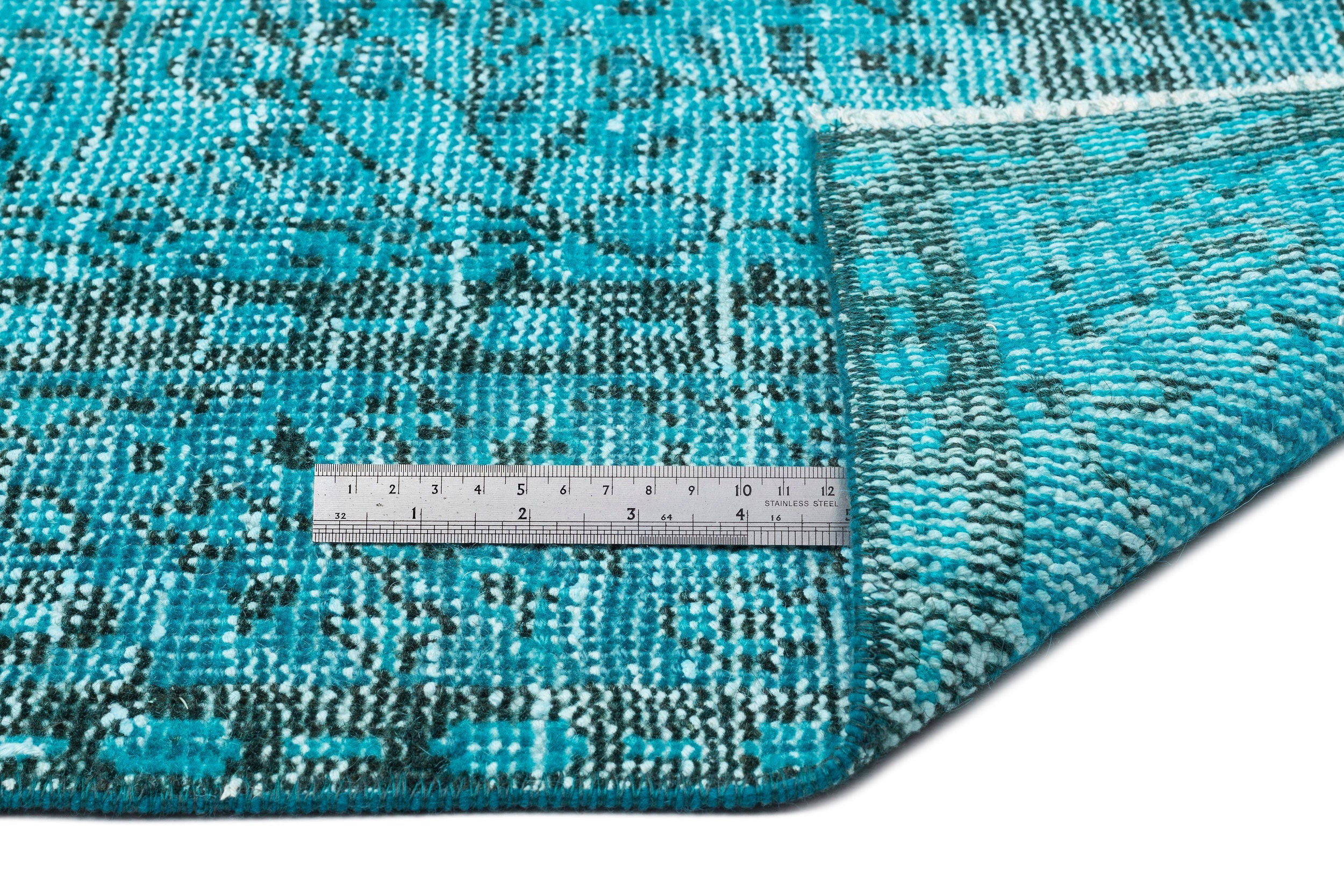 Atina Turquoise Vintage Wool Handmade Area Rug 4'11" x 9'2"